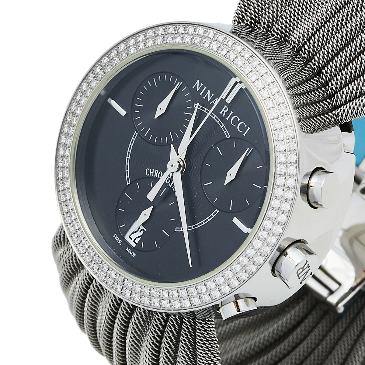 

Nina Ricci Black Stainless Steel Diamonds N021.15 Chronograph Women's Wristwatch