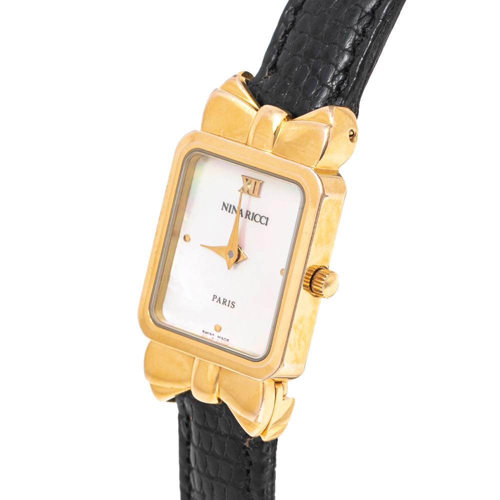 

Nina Ricci Mother of Pearl Gold Plated Stainless Steel S950 Women's Wristwatch