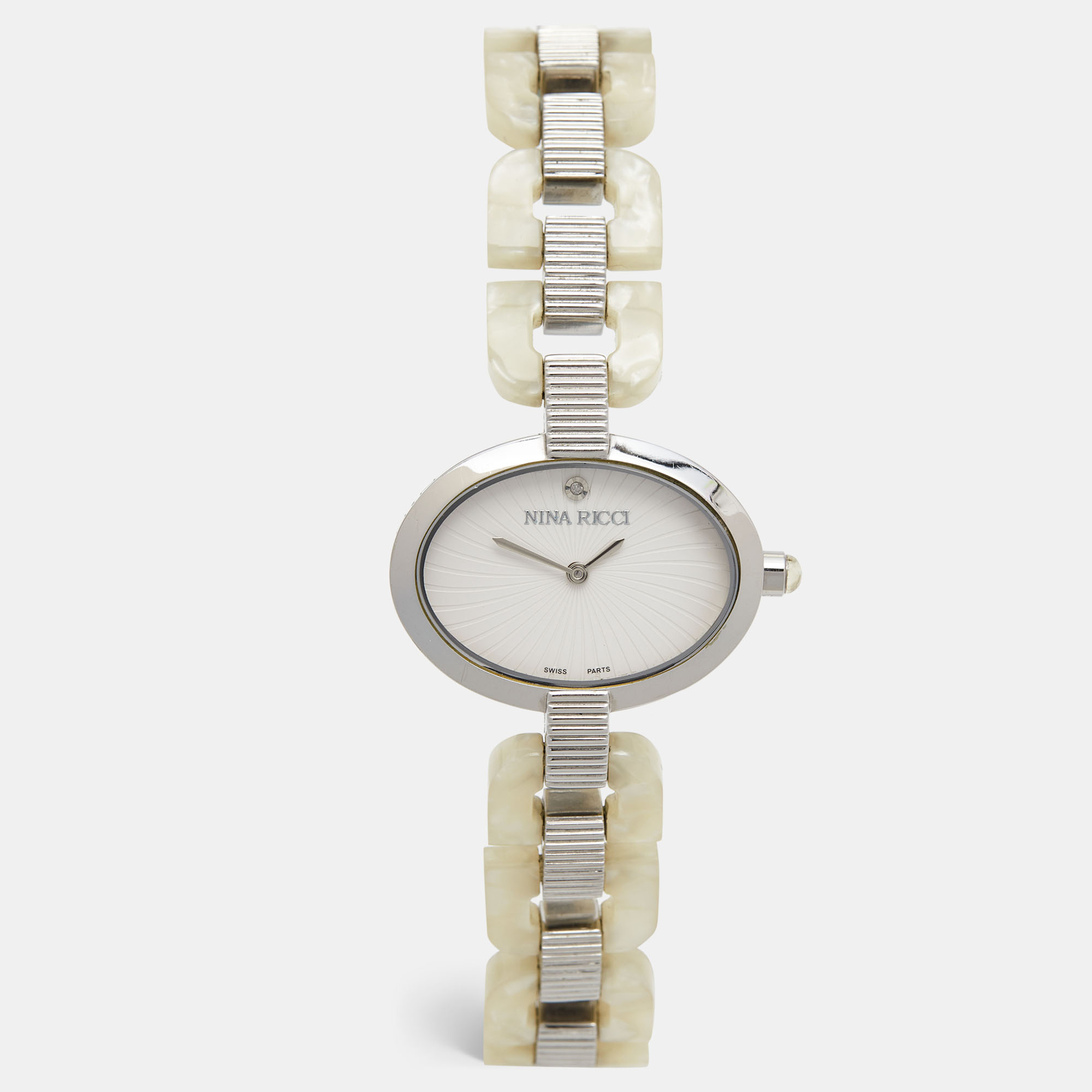 

Nina Ricci White Acetate Stainless Steel N052006 Women's Wristwatch, Silver