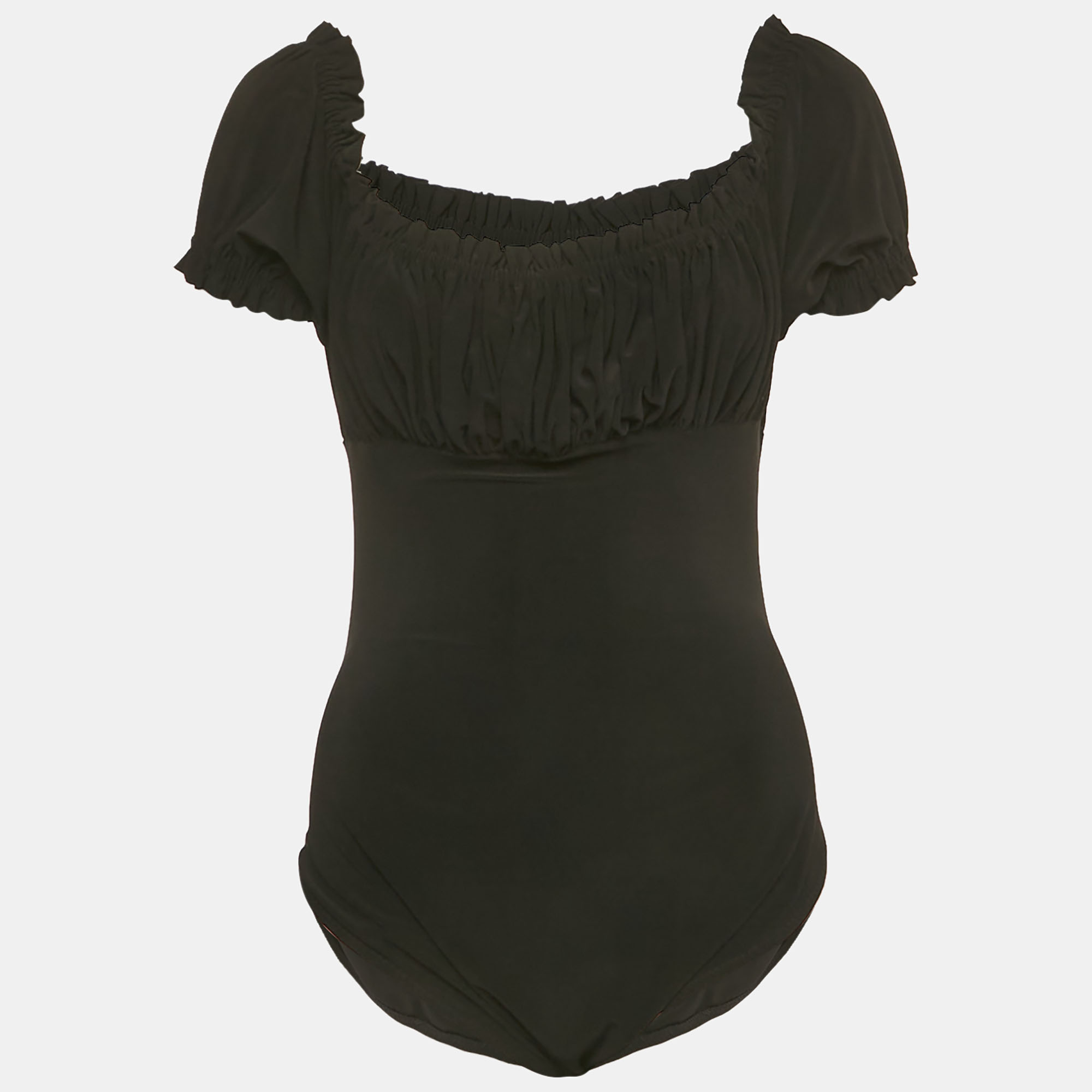 

Norma Kamali Black Jersey Empire Jose Mio Swimsuit L