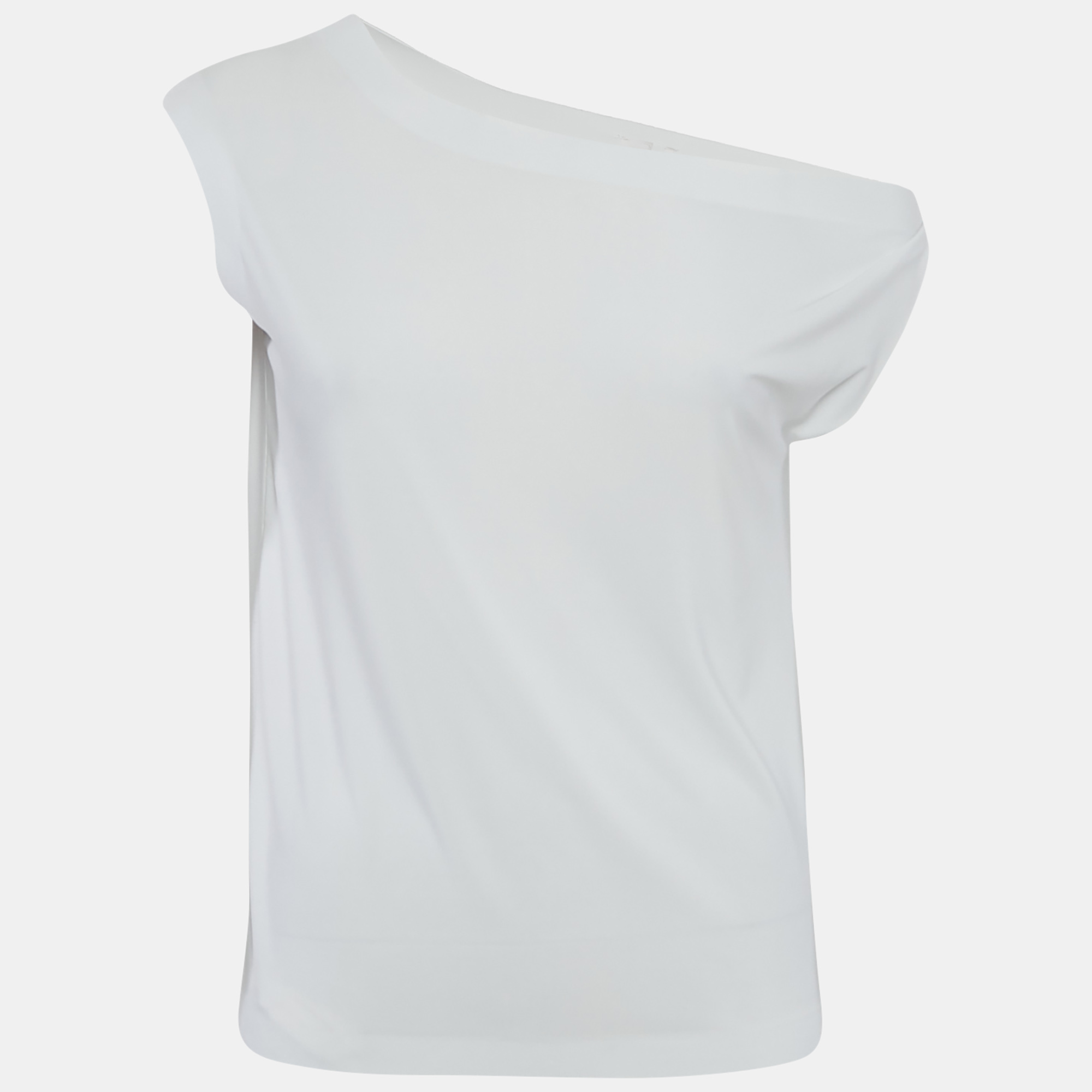 Pre-owned Norma Kamali White Jersey Drop-shoulder Top Xs