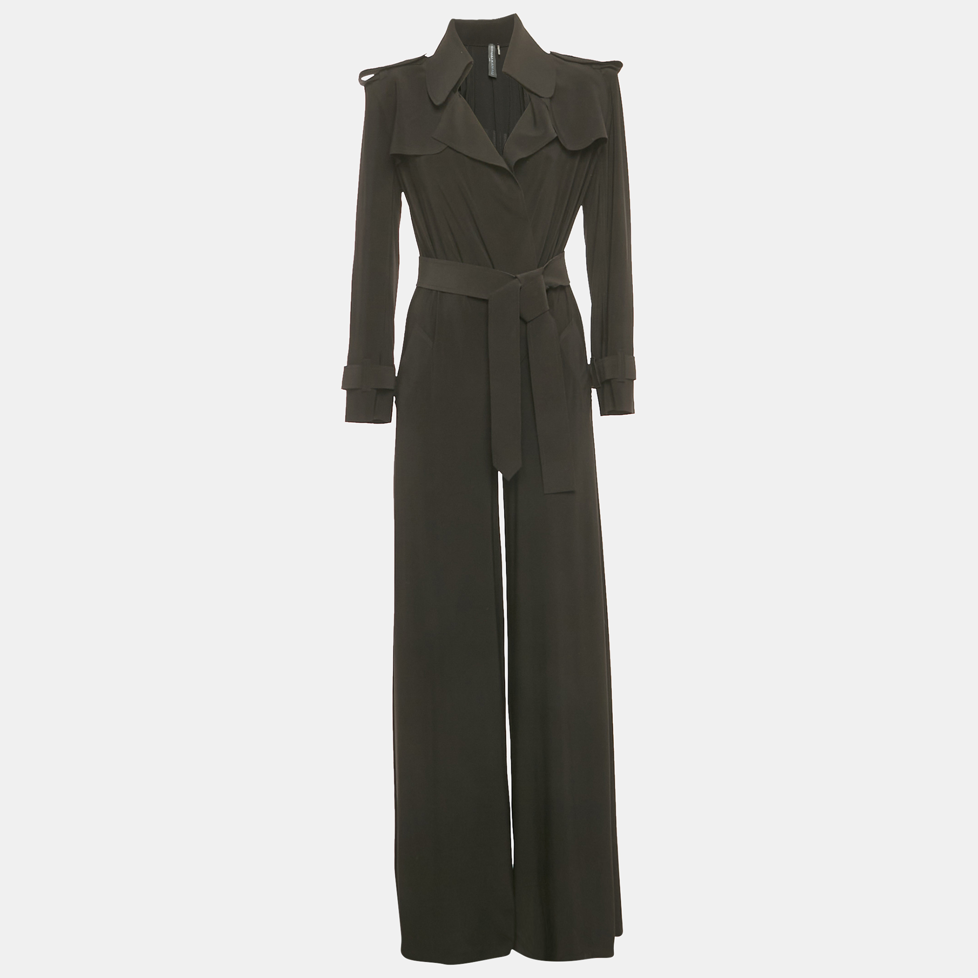 Pre-owned Norma Kamali Black Jersey Wide Leg Jumpsuit S