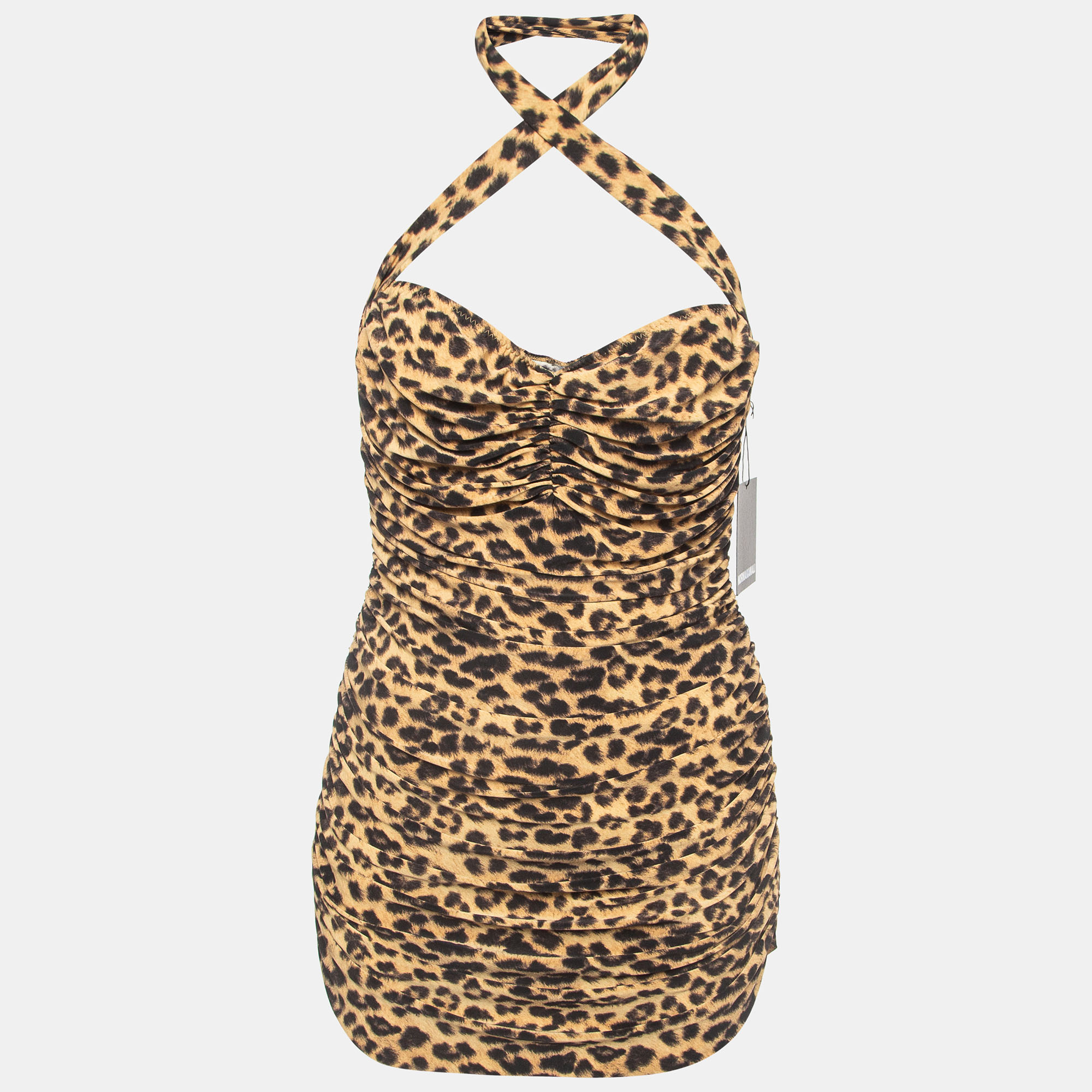 

Norma Kamali Gold Leopard Print Jersey Bill Mio Swimsuit XL