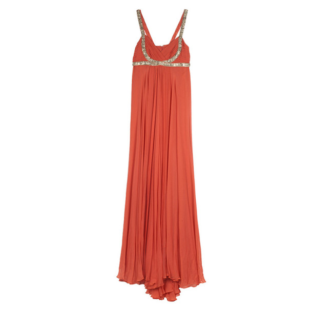 Notte by Marchesa Embroidered Strap Chiffon Gown L