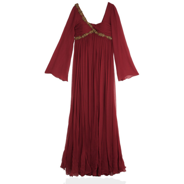 Notte by Marchesa Red Embellished Evening Gown