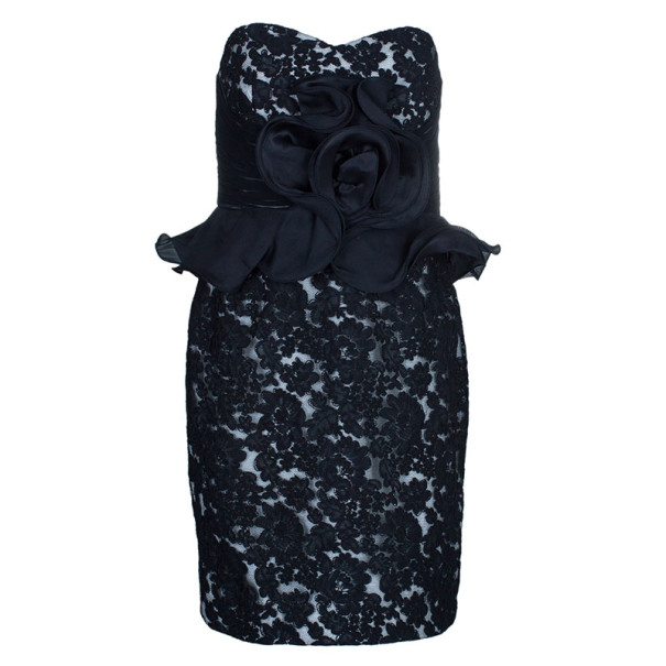 Pre Owned فستان نوتي باي ماكيزا سويتهارت دانتيل روزيت كوكتيل أحادي اللون M