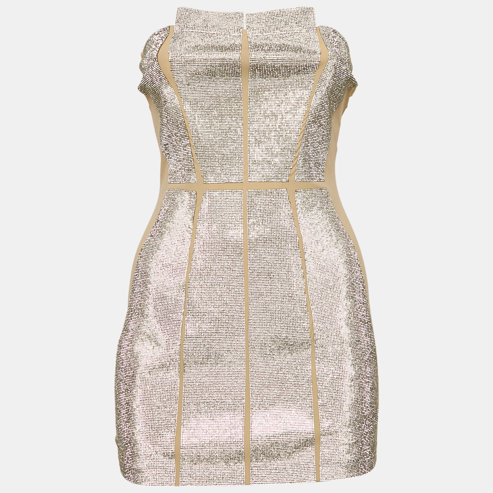 

Nué Beige Rhinestone Embellished Jersey Strapless Mini Dress S