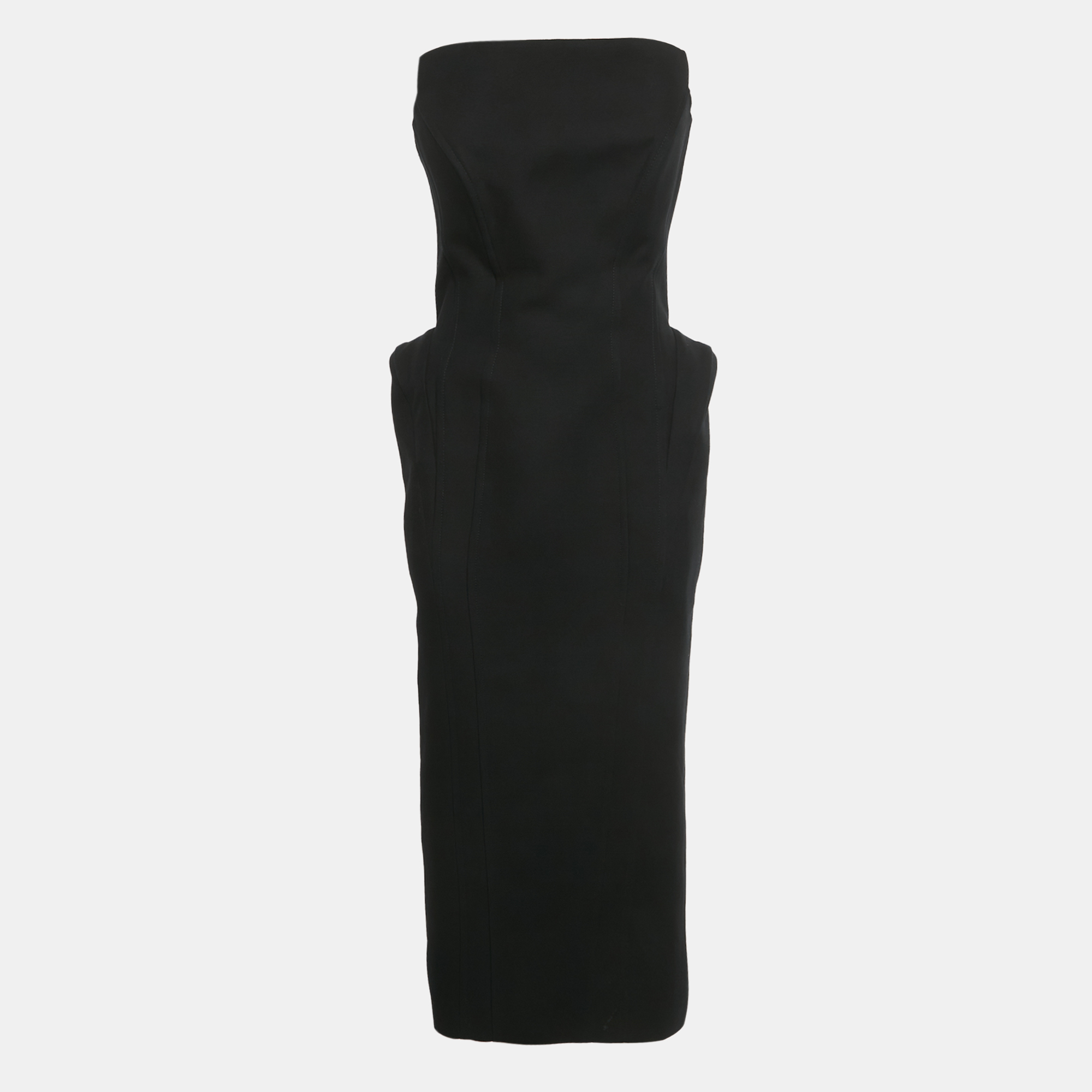 

Nué Black Crepe Structured Strapless Allegra Dress M