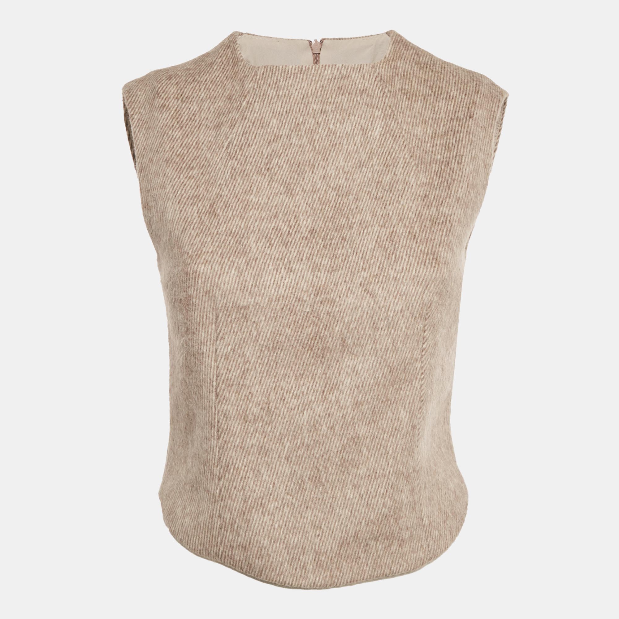 Pre-owned Oddmuse Beige Gabardine Sleeveless Top S In Sand