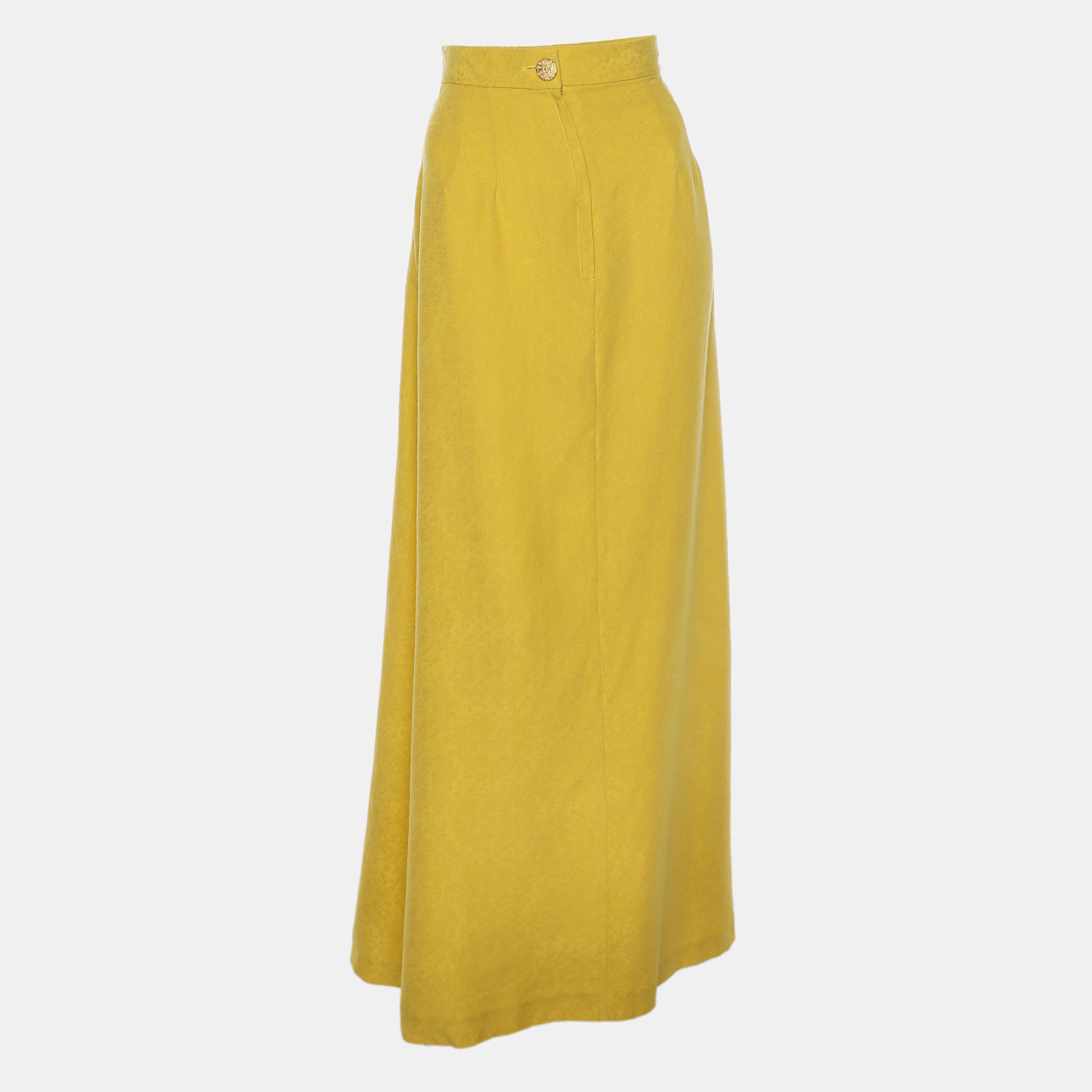 Pre-owned Odylyne Yellow Jacquard Wilsonia Maxi Skirt S