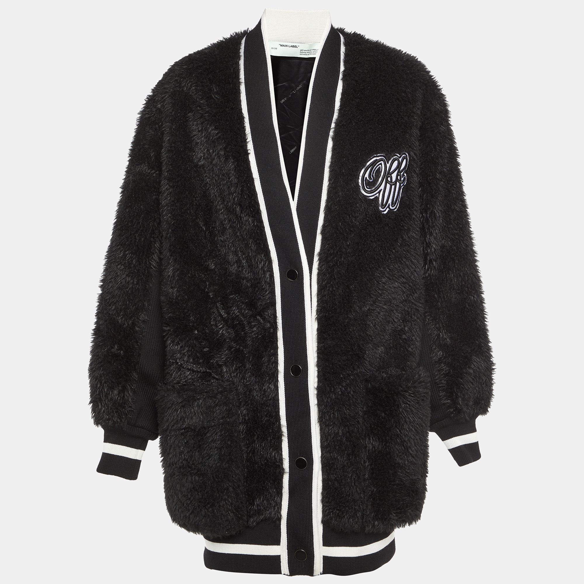 

Off-White Black Faux Fur Oversized Sweater Cardigan M