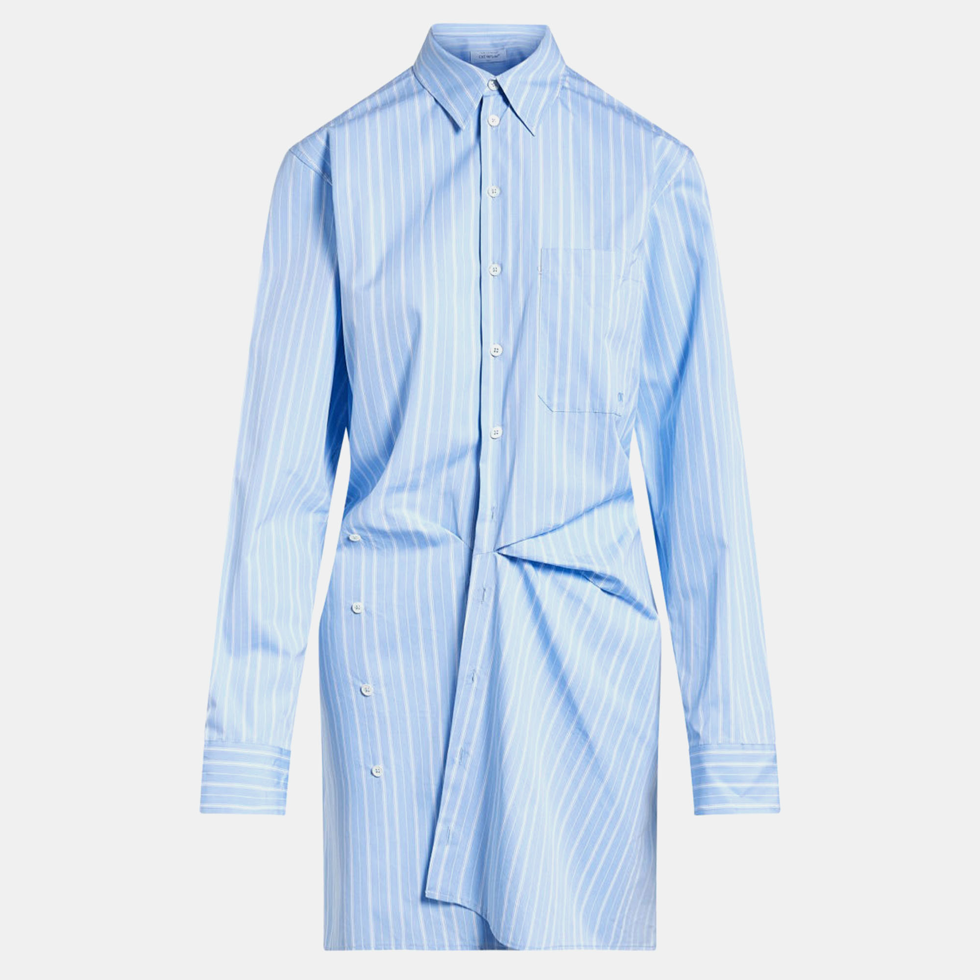 Pre-owned Off-white Off White Stripe Poplin Twist Dre Light Blue Cotton Shirt
