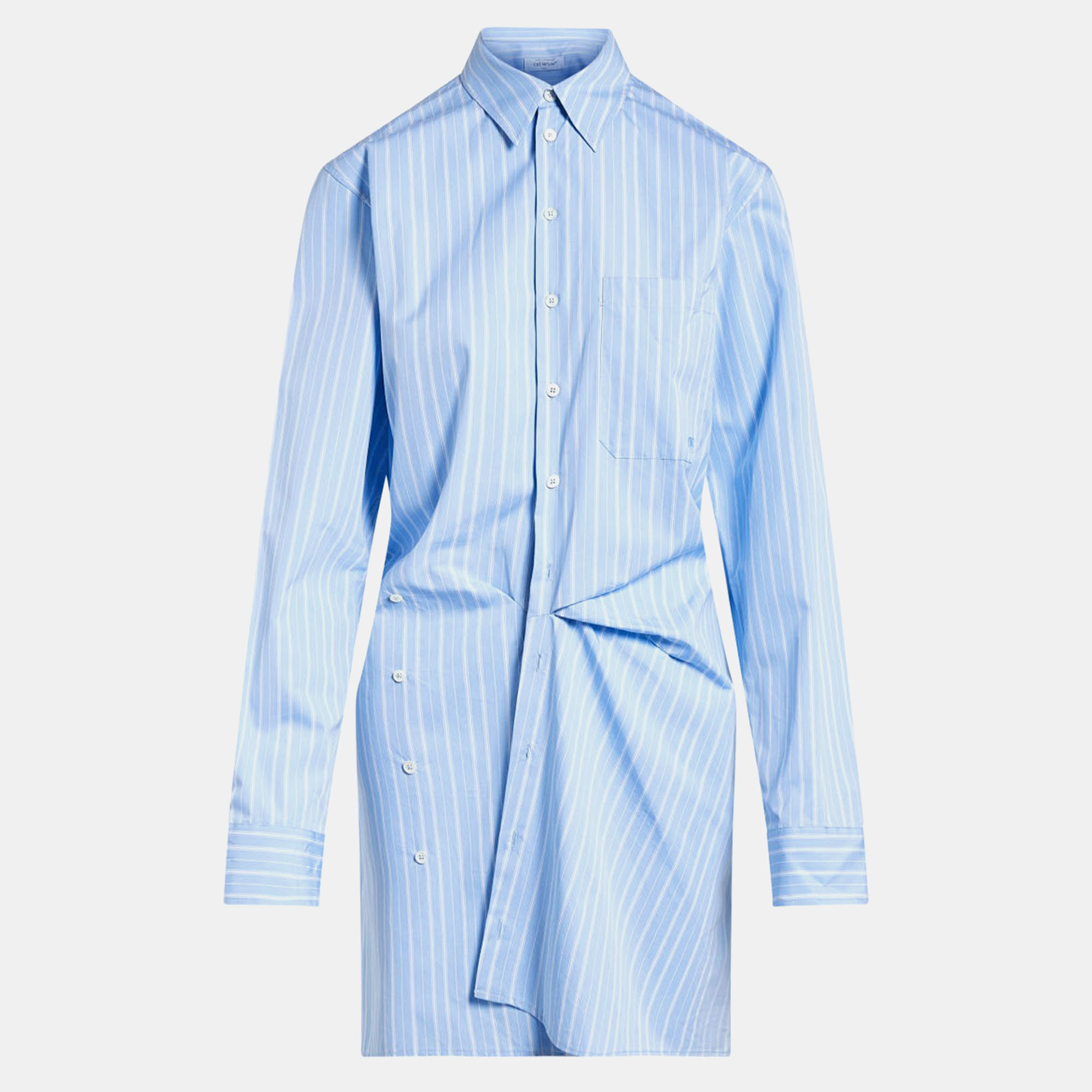 Pre-owned Off-white Off White Stripe Poplin Twist Dre Light Blue Cotton Shirt