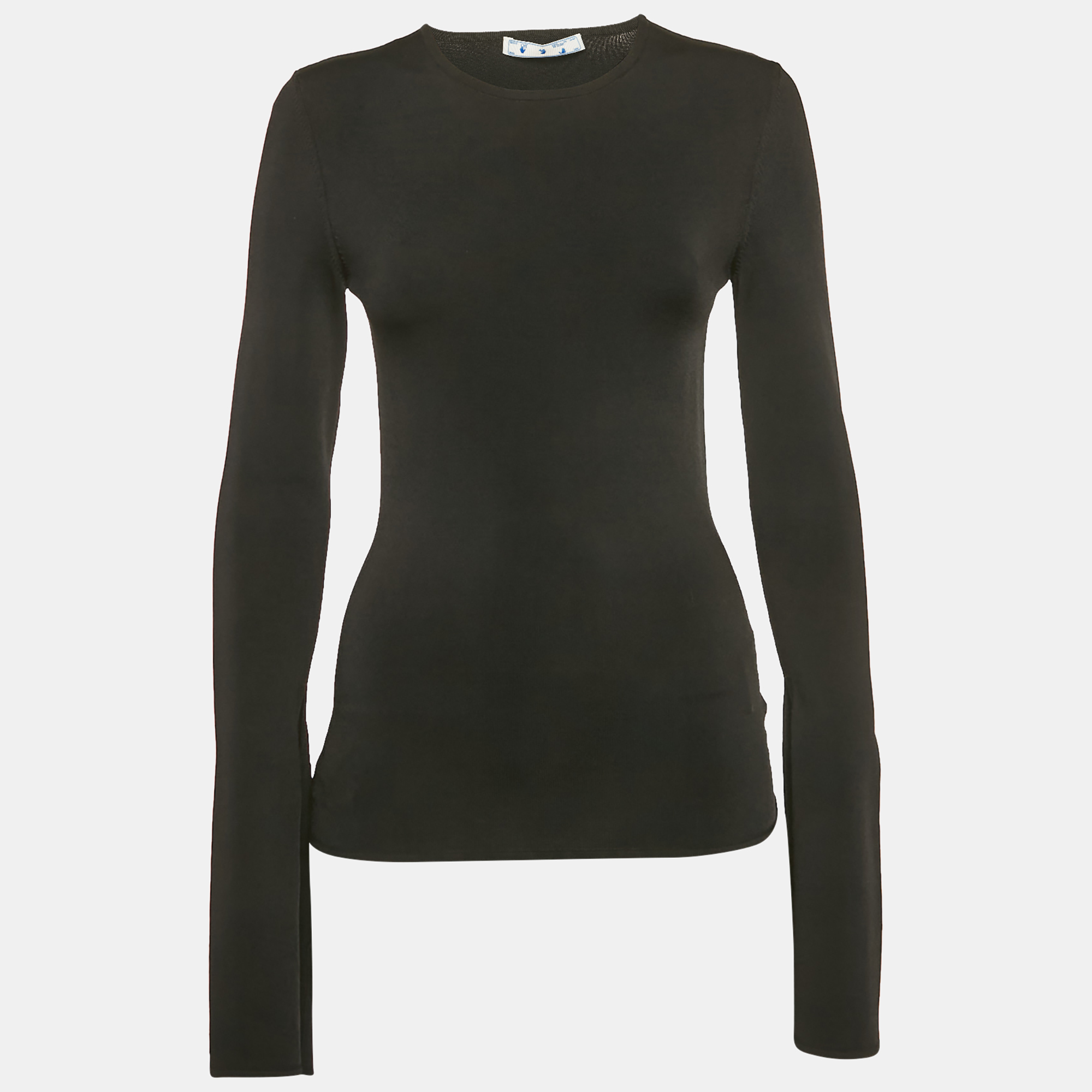 

Off-White Black Rib Knit Back Open Fitted Top S