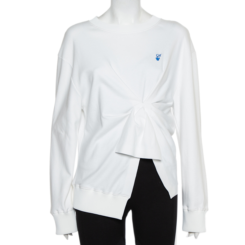 Pre-owned Off-white White Cotton Knot Detail Sweatshirt M