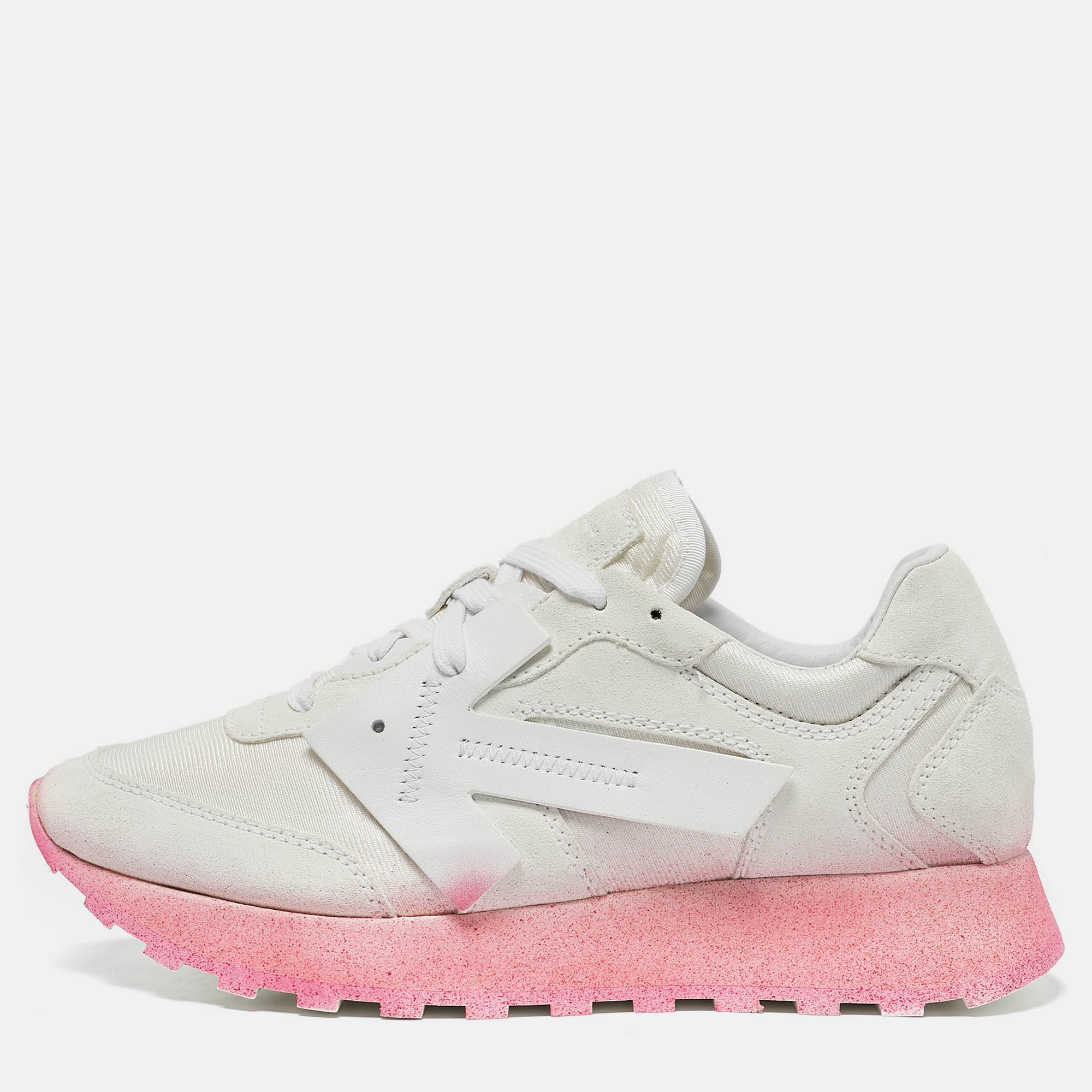 

Off-White White Fabric and Suede Degrade HG Runner Sneakers Size