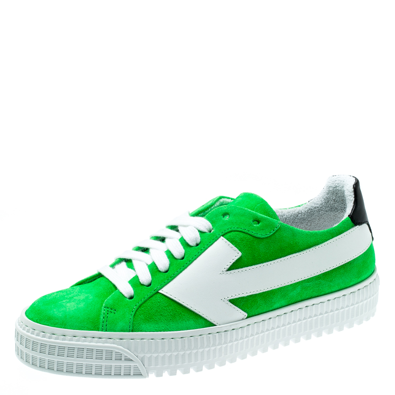 Off-White C/O Virgil Abloh Neon Green Suede Arrow Sneakers Size 36 Off ...
