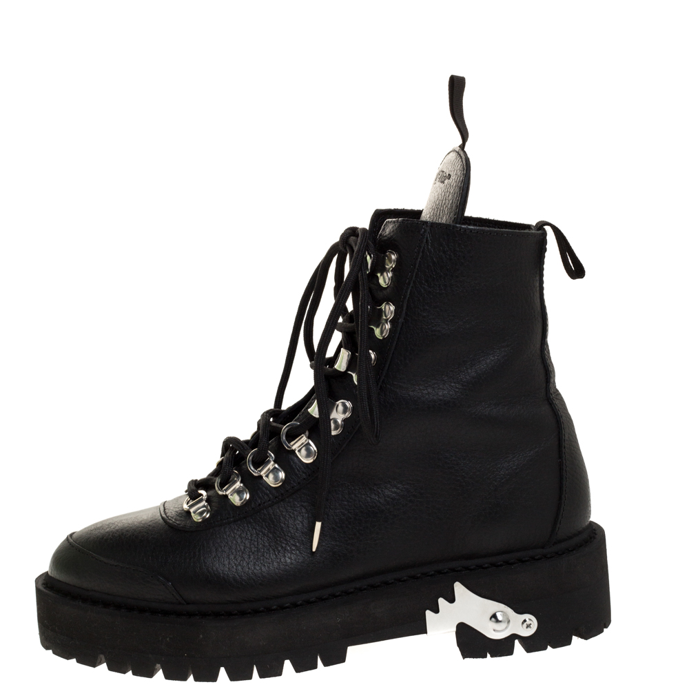 

Off-White Black Leather Hiking Boots Size