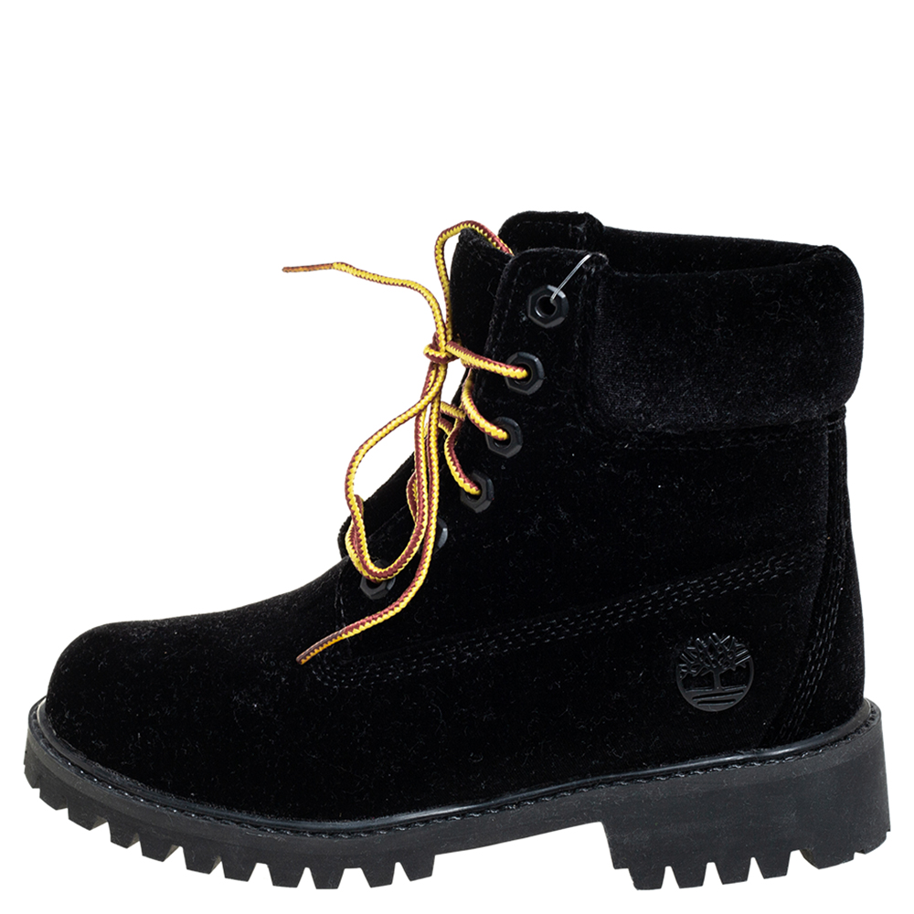 

Off-White Black Velvet Lace Up Ankle Boots Size