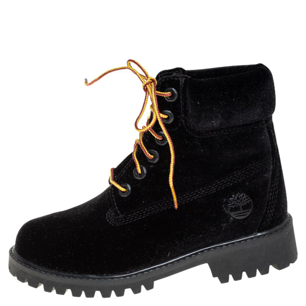 

Off White x Timberland Black Velvet Ankle Boots Size