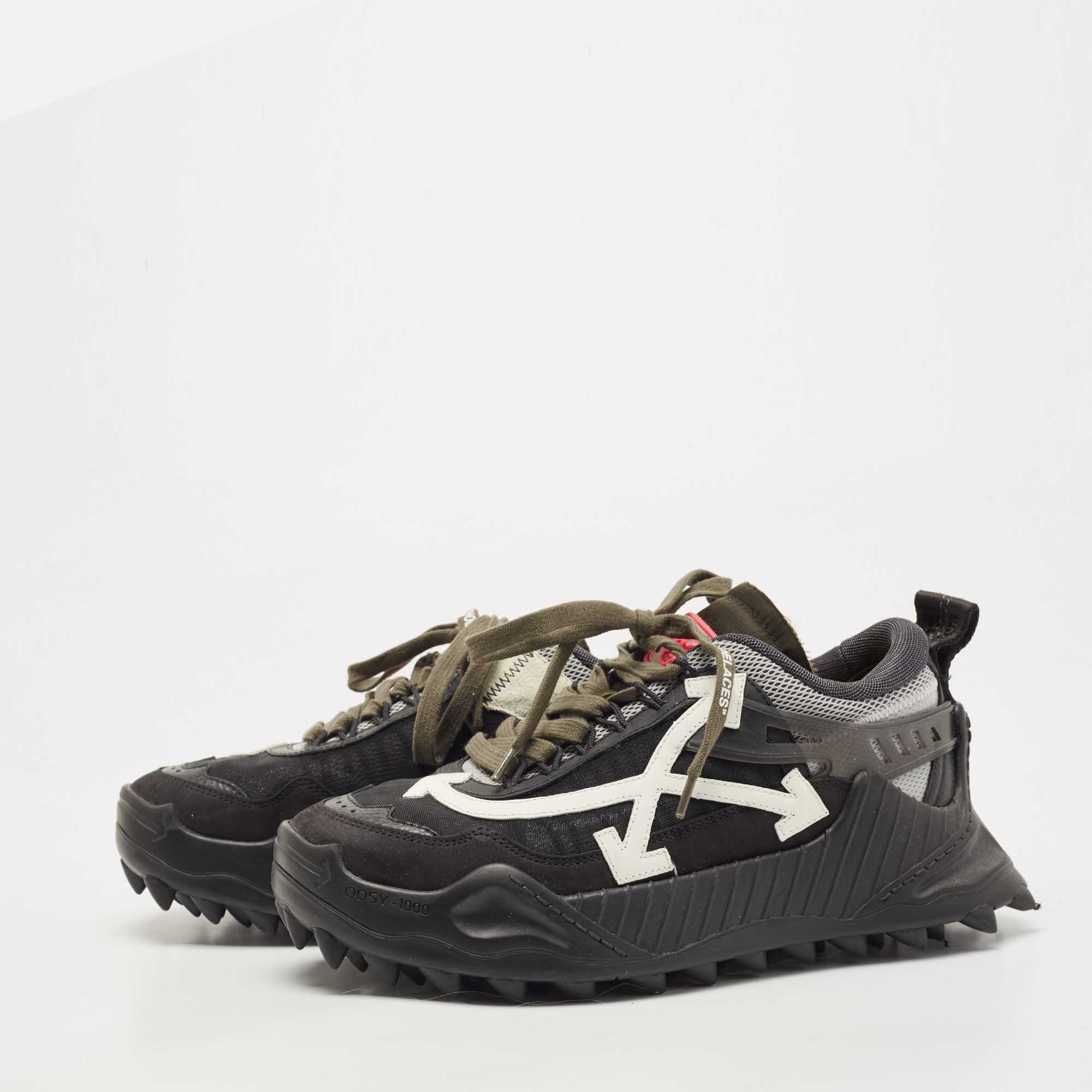 

Off-White Black Mesh and Leather Odsy 1000 Low Top Sneakers Size