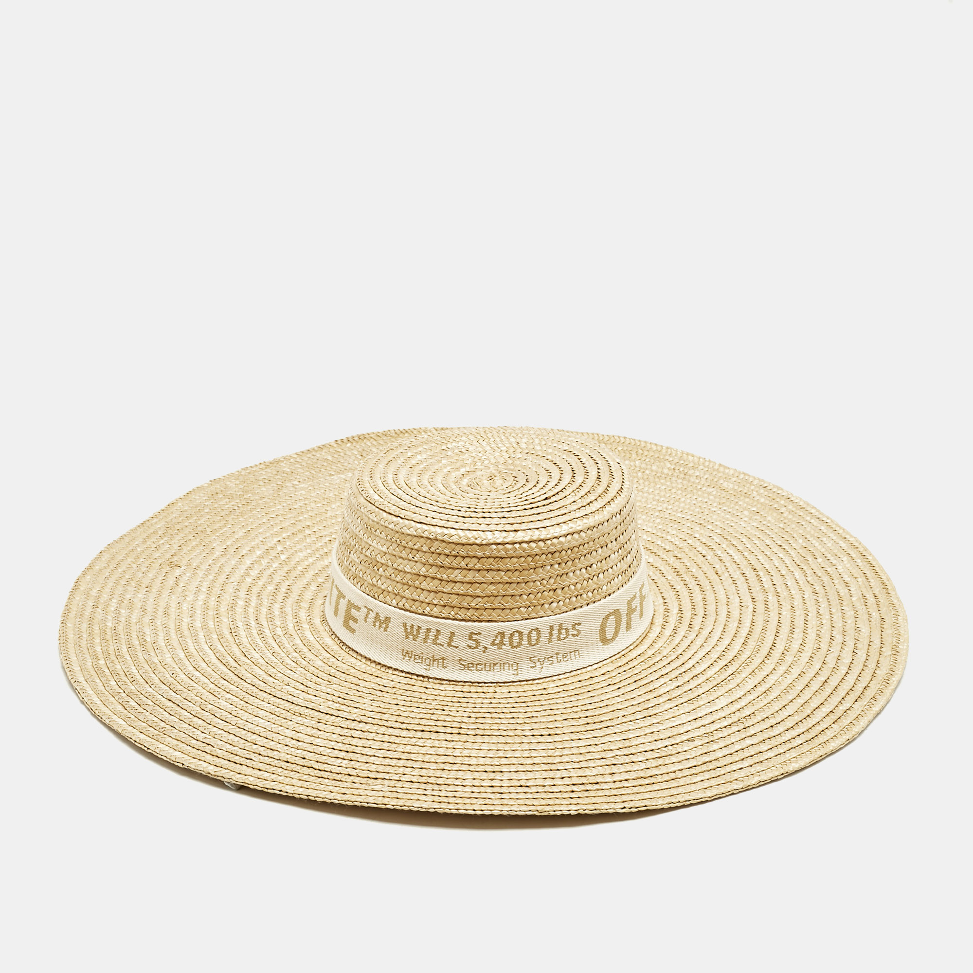 

Off White Beige Wide-Brim Straw Panama Hat