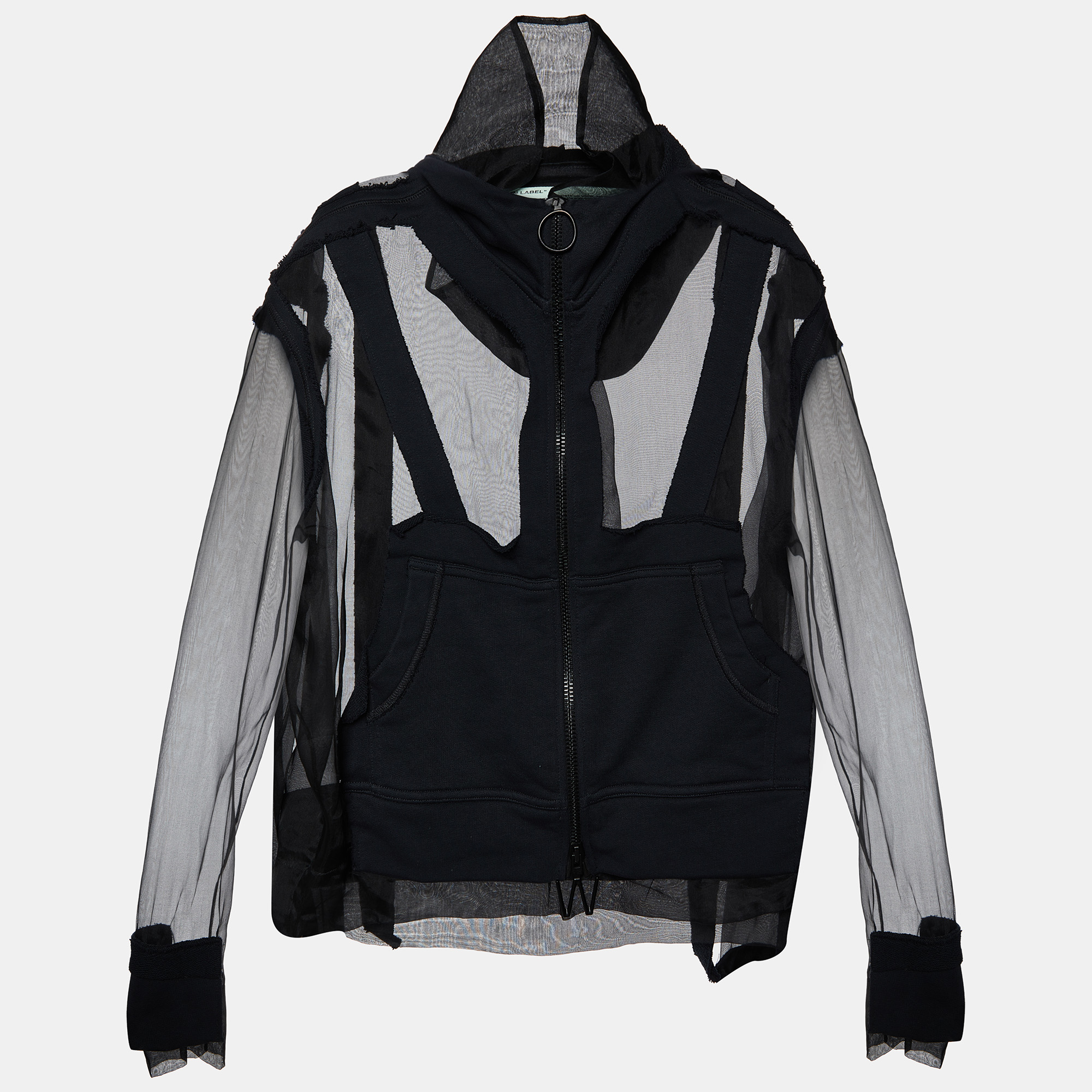 

Off-White Black Organza & Knit Hoodie Zip-Up Jacket M