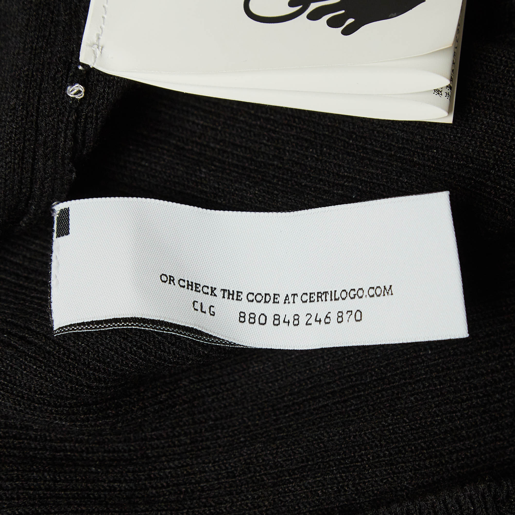 Off-White Logo Print Black Rib Knit Bodycon Dress M 