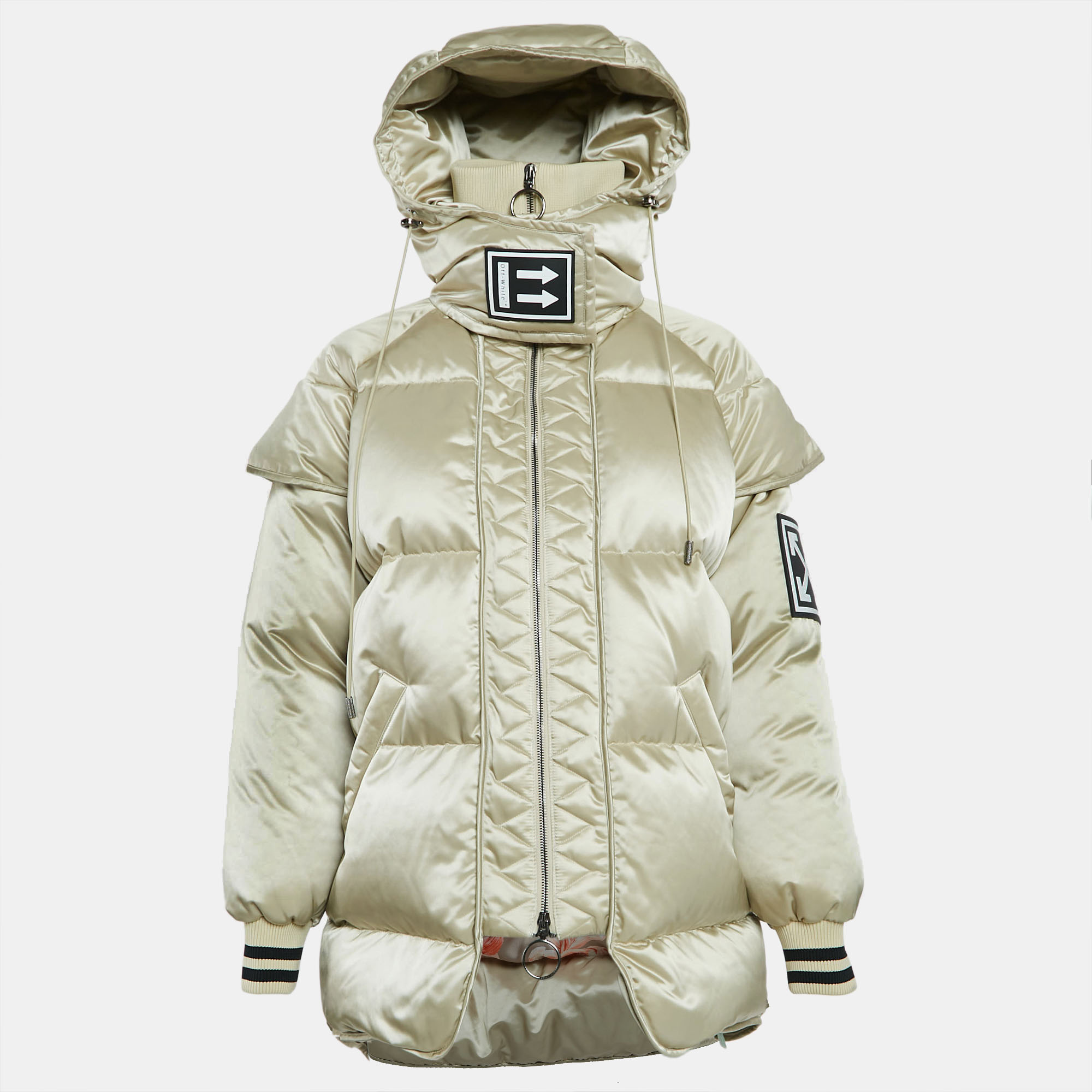 

Off-White Cream Synthetic Quilted Down Puffer Jacket S