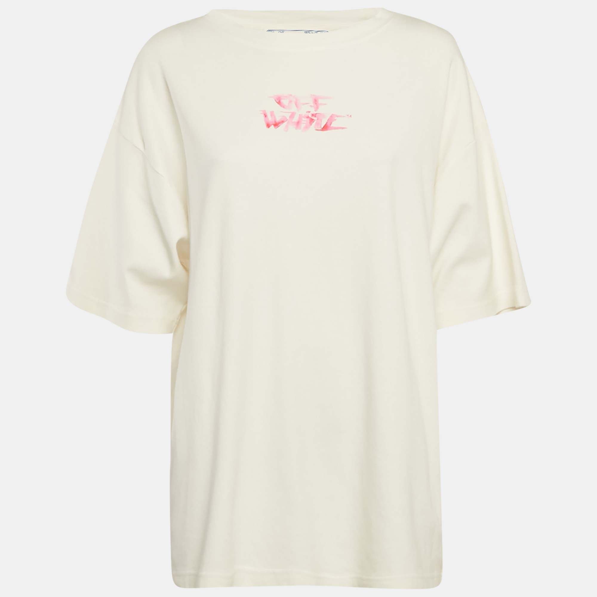 

Off-White White Logo Print Jersey Oversized T-Shirt M
