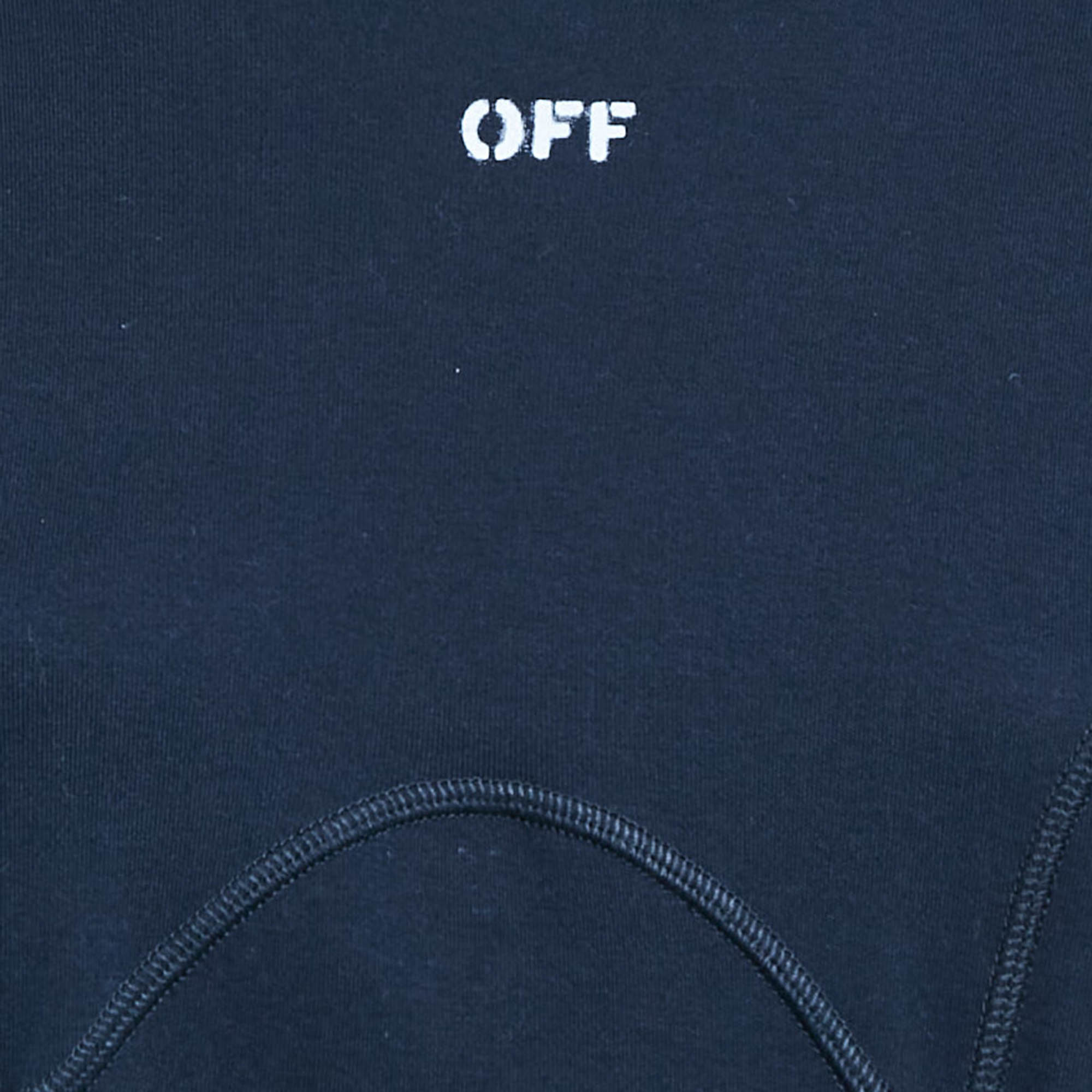 Off-White Navy Blue Cotton Knit Adjustable Waist Short Dress M 