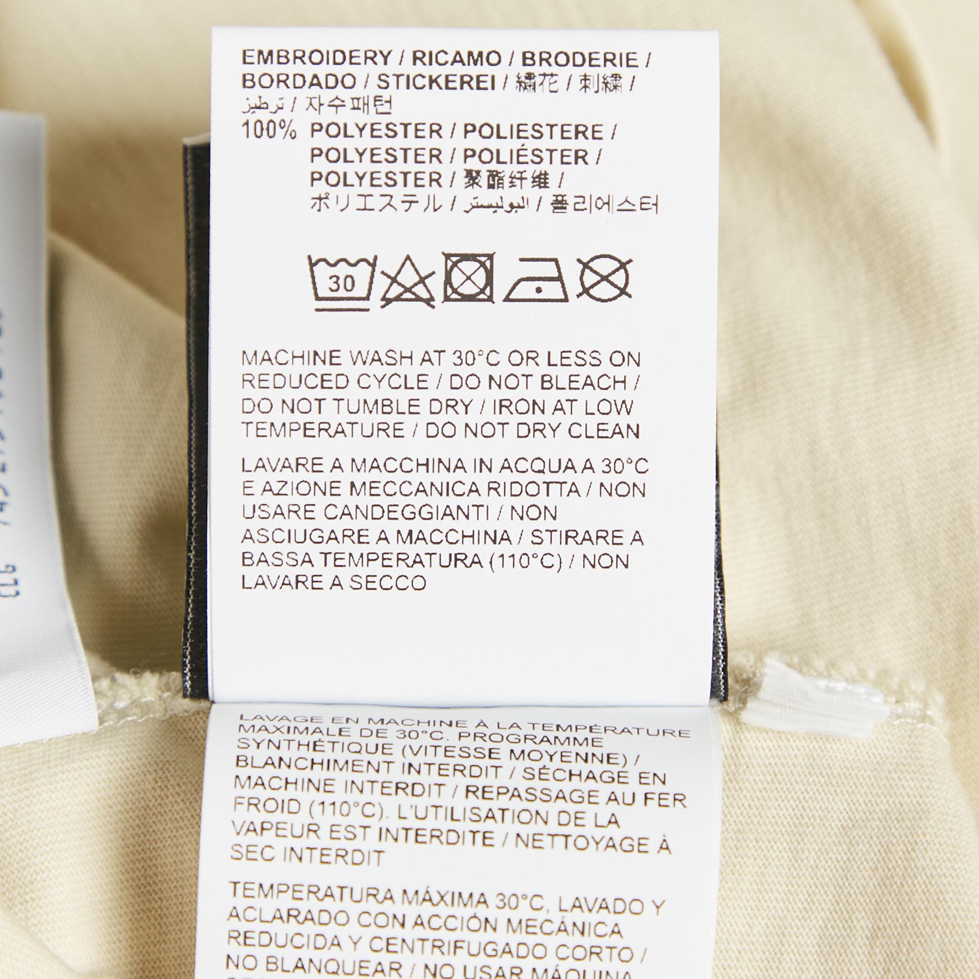 Off-White Cream Embroidered Jersey Crew Neck T-Shirt S 