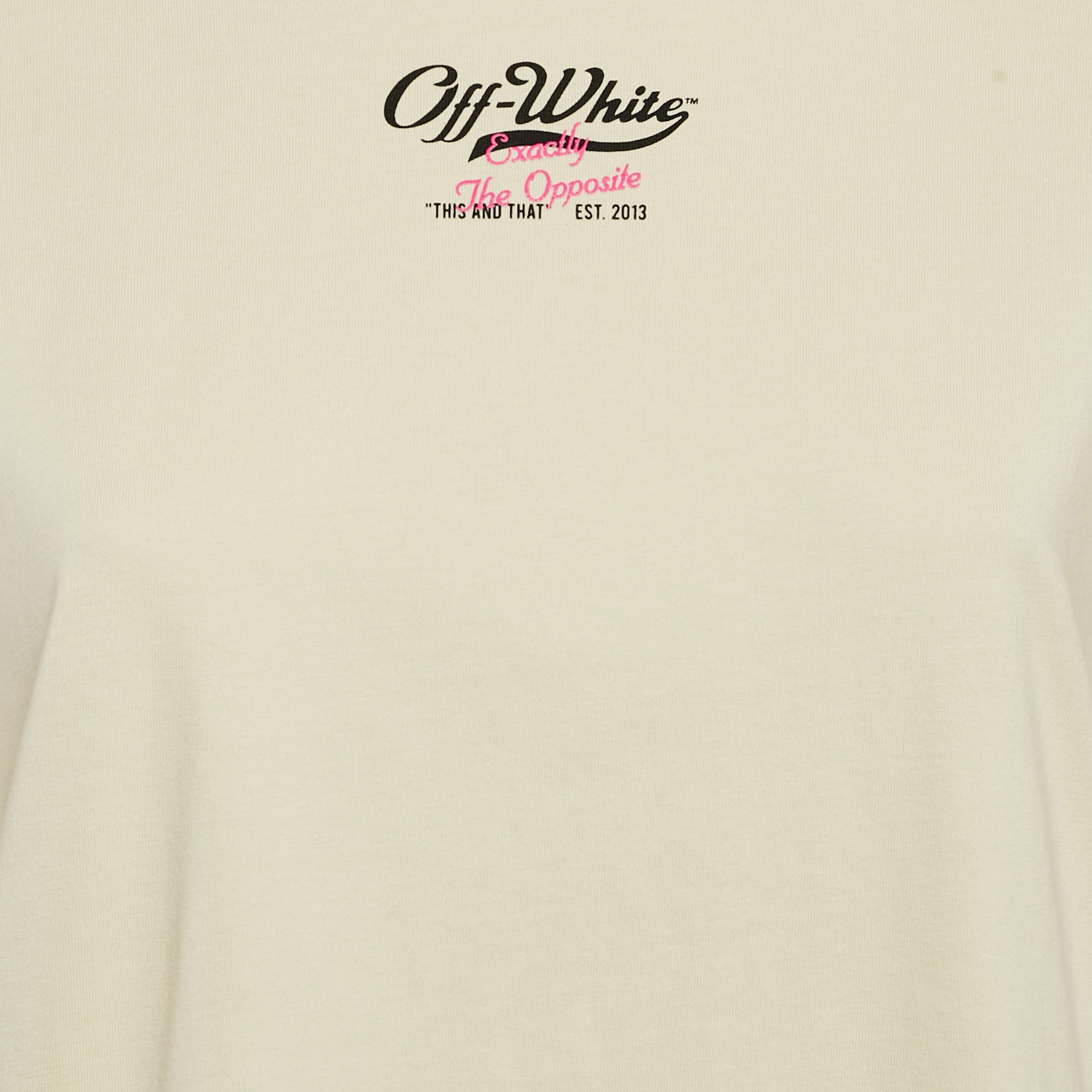 Off-White Cream Embroidered Jersey Crew Neck T-Shirt S 