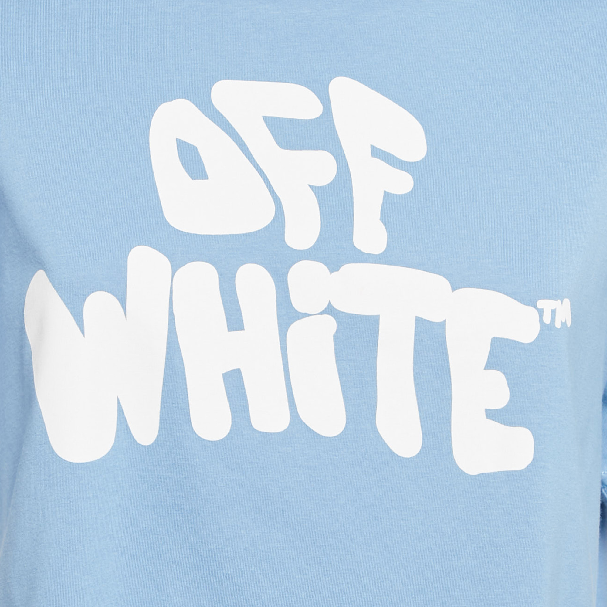 Off-White Blue Logo Print Jersey Cotton Crew Neck T-Shirt S 