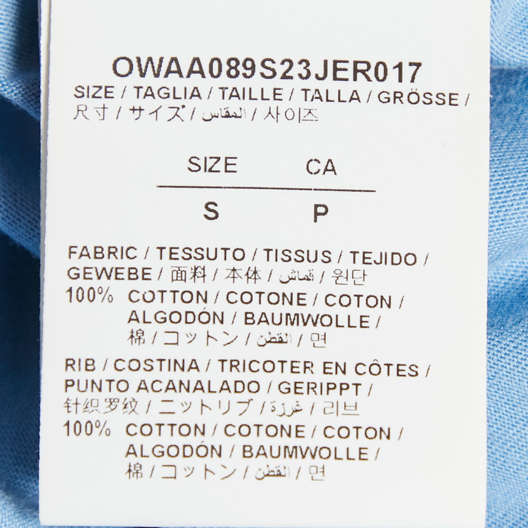 Off-White Blue Logo Print Jersey Cotton Crew Neck T-Shirt S 