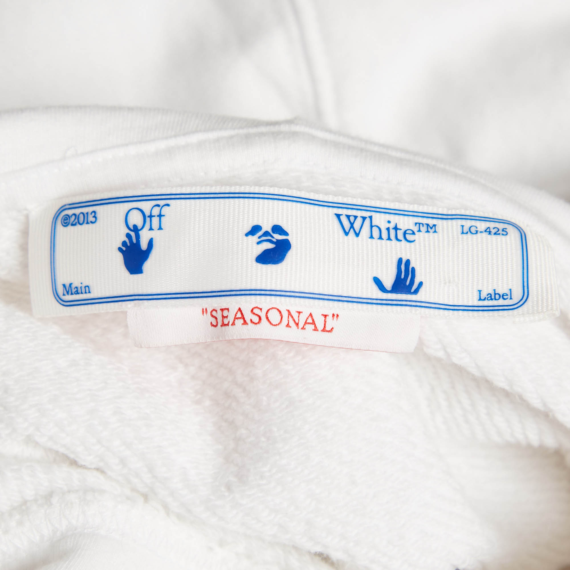 Off-White White Logo Embellished Cotton Hoodie M 