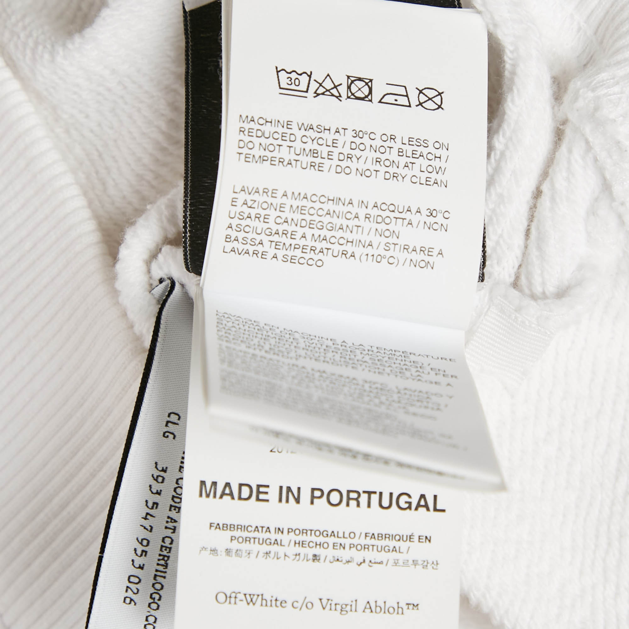 Off-White White Logo Embellished Cotton Hoodie M 
