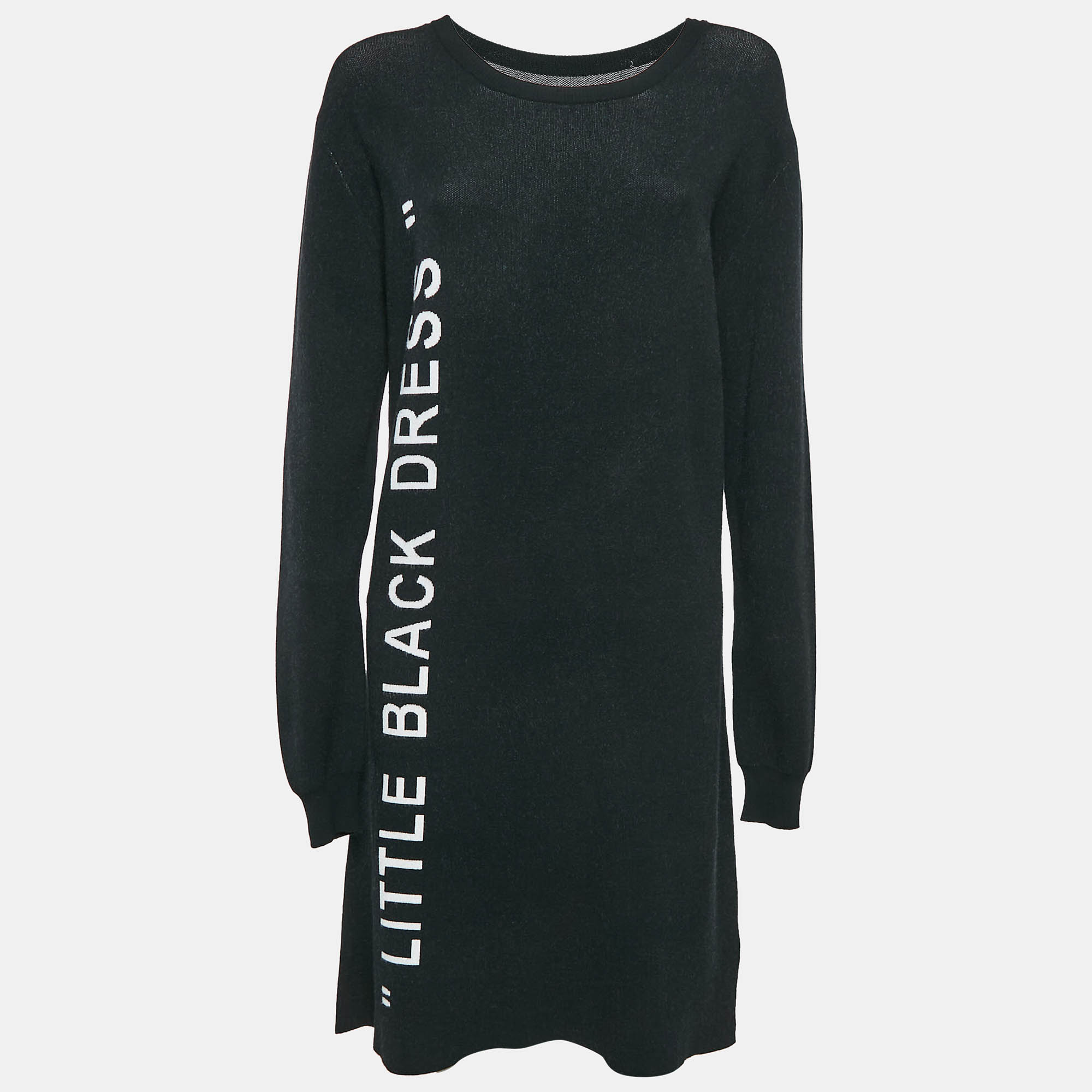 

Off-White Black Stretch Knit Little Black Midi Dress L