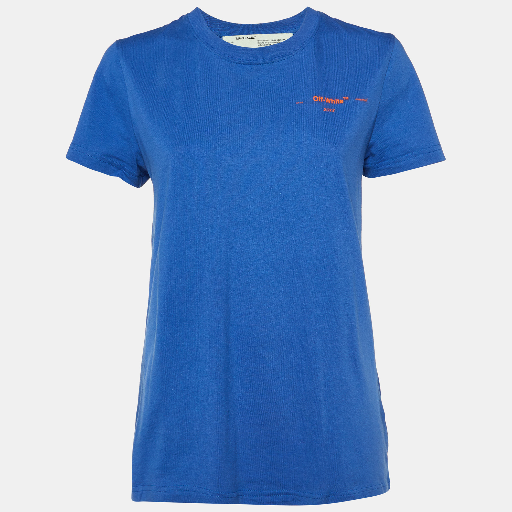 

Off-White Blue Coral Embroidered Cotton Crew Neck T-Shirt XS