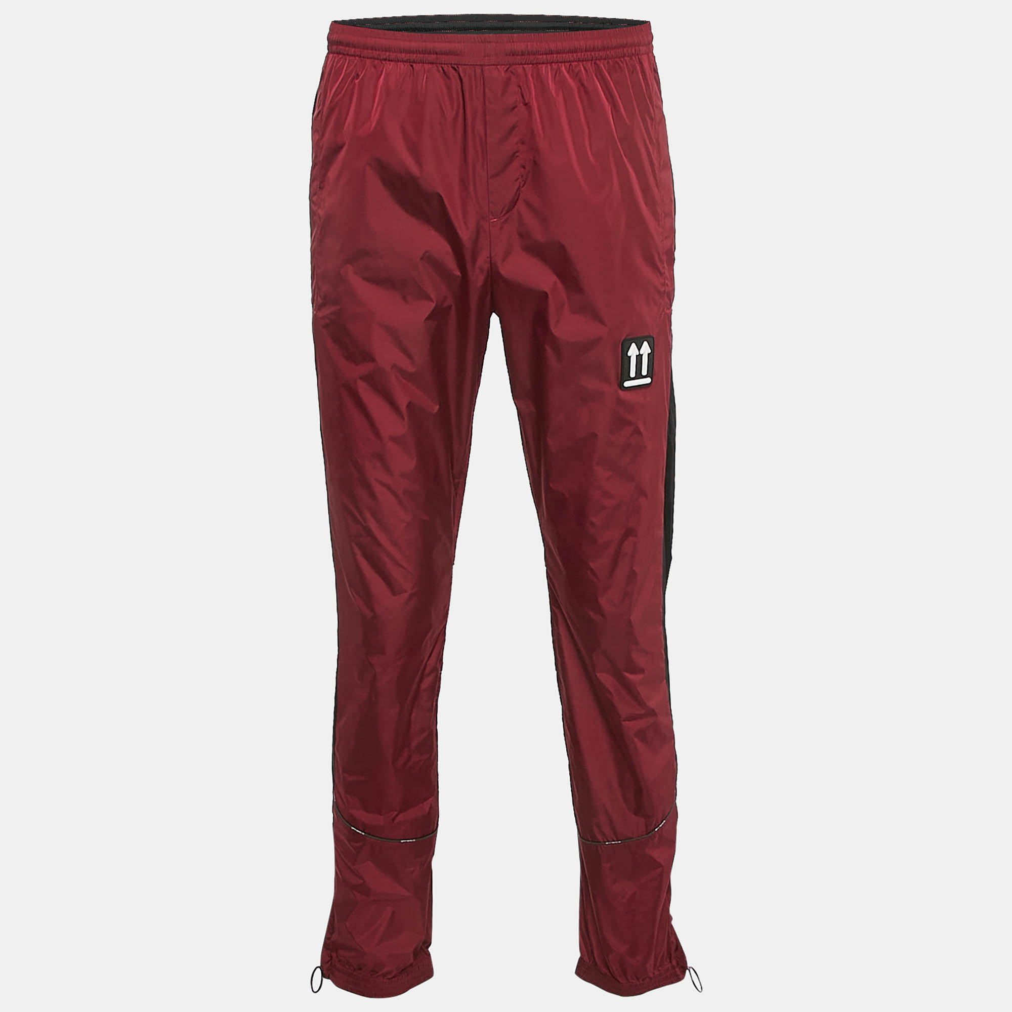 

Off-White Dark Red Nylon Zip-Up Detail Joggers L