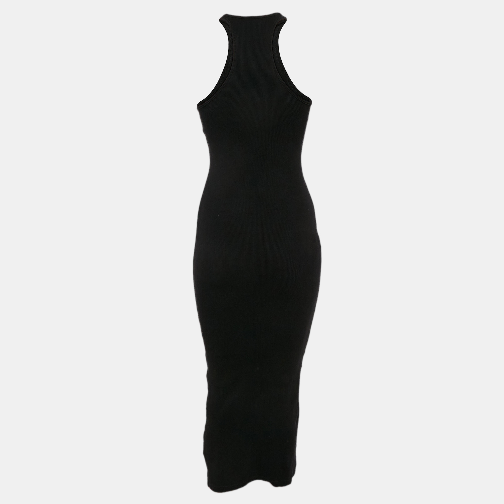 Off-White Black Logo Rib-Knit Midi Tank Dress XS 