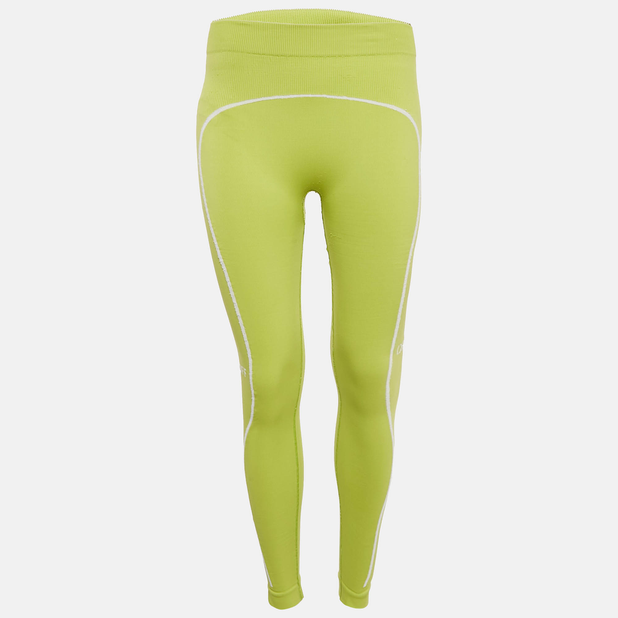 

Off-White Green Jersey Contrast Trimmed Leggings S