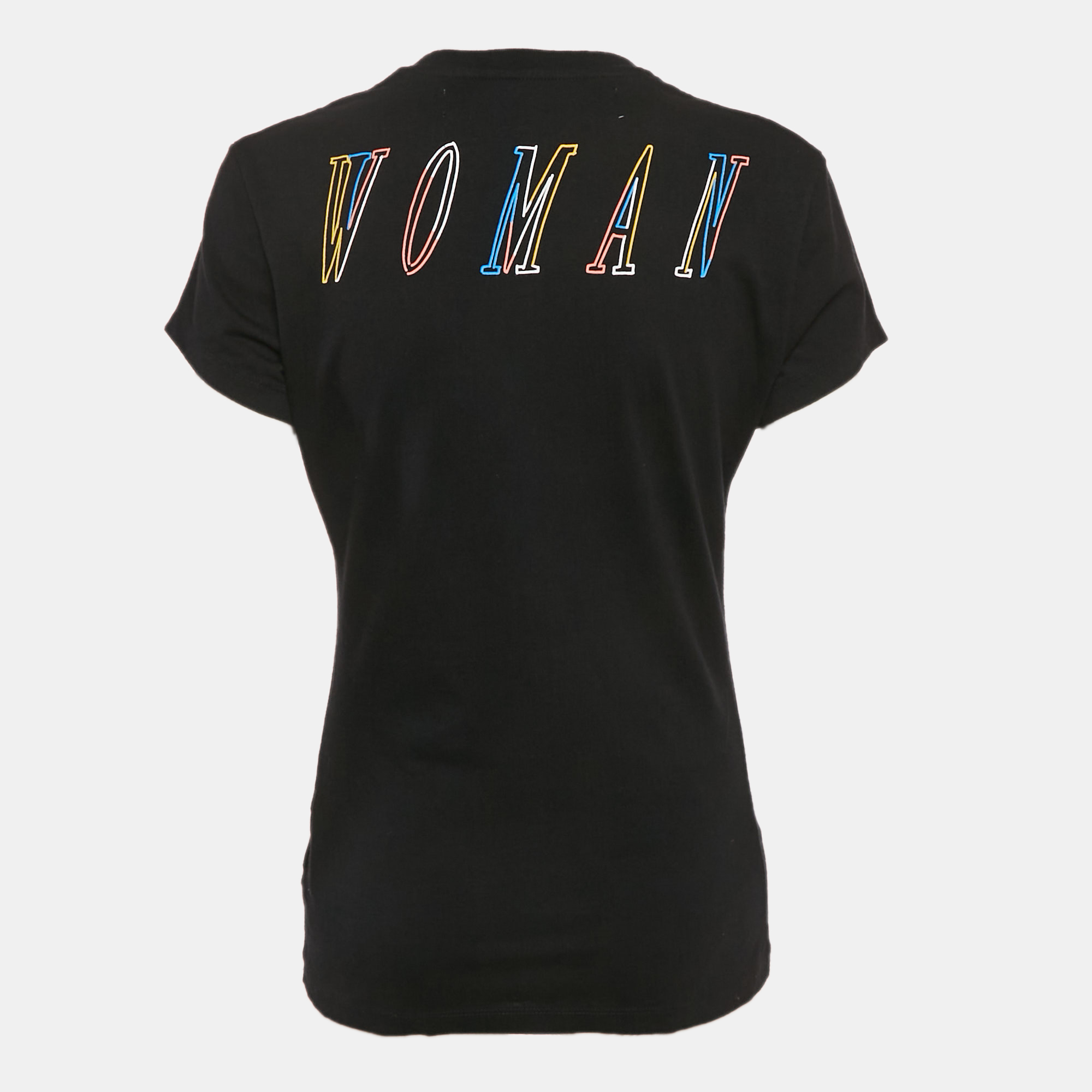 Off-White Black Print Cotton Jersey Crew Neck T-Shirt S 