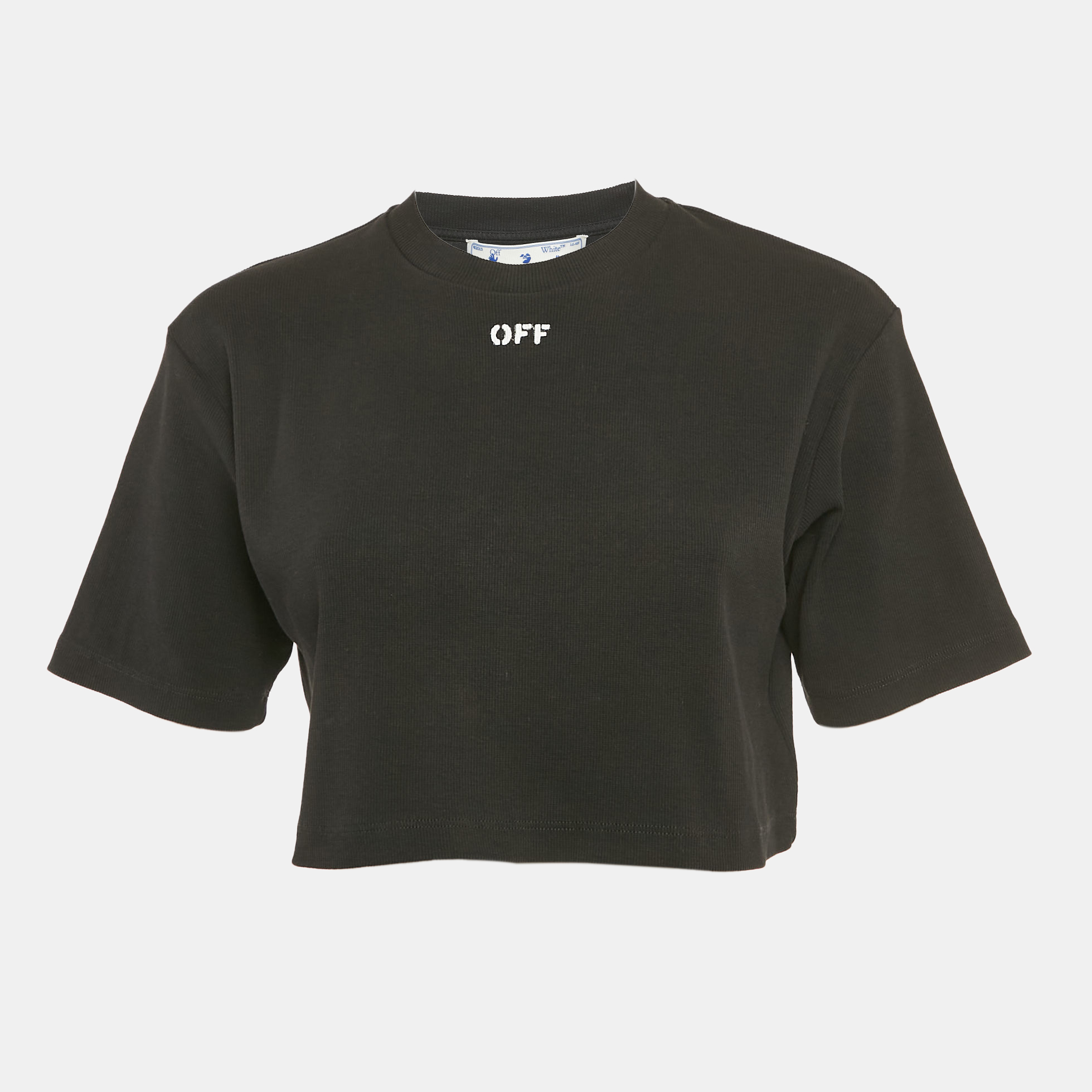 

Off-White Black Off Stamp Rib Knit Crop Top L