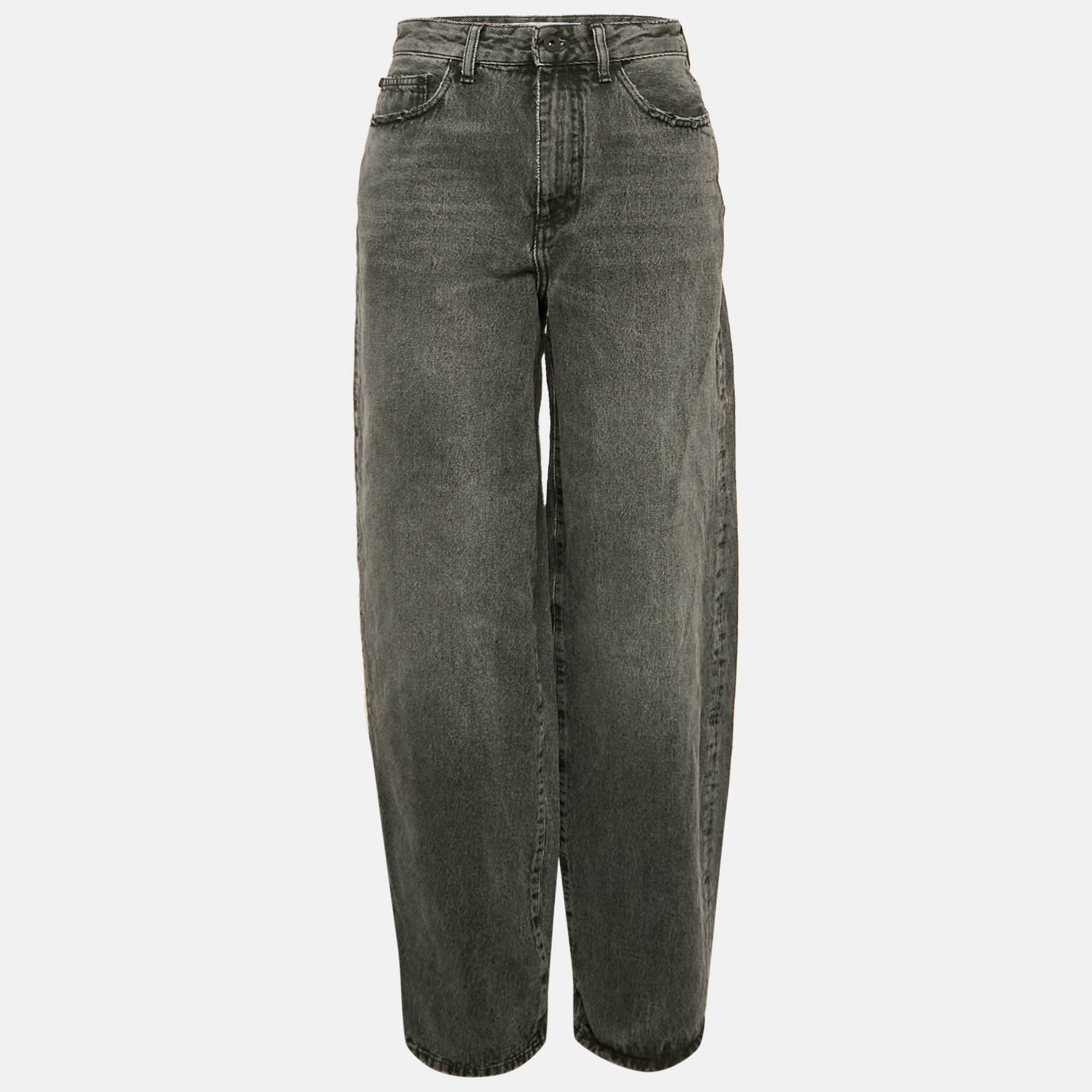 

Off-White Grey Light Washed Denim Boy Friend Jeans M/Waist 28"