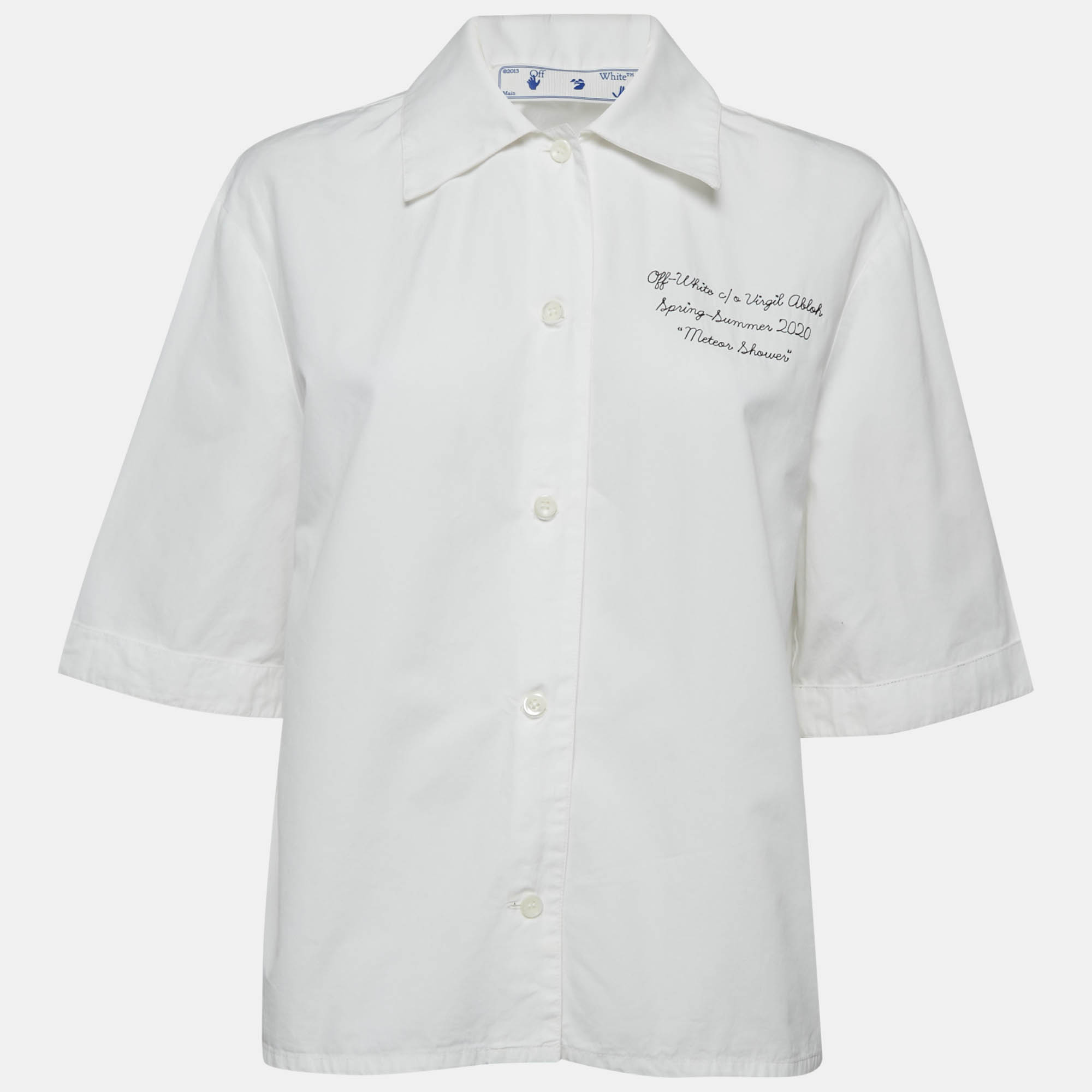 

Off-White White Embroidered Cotton Short Sleeves Shirt S