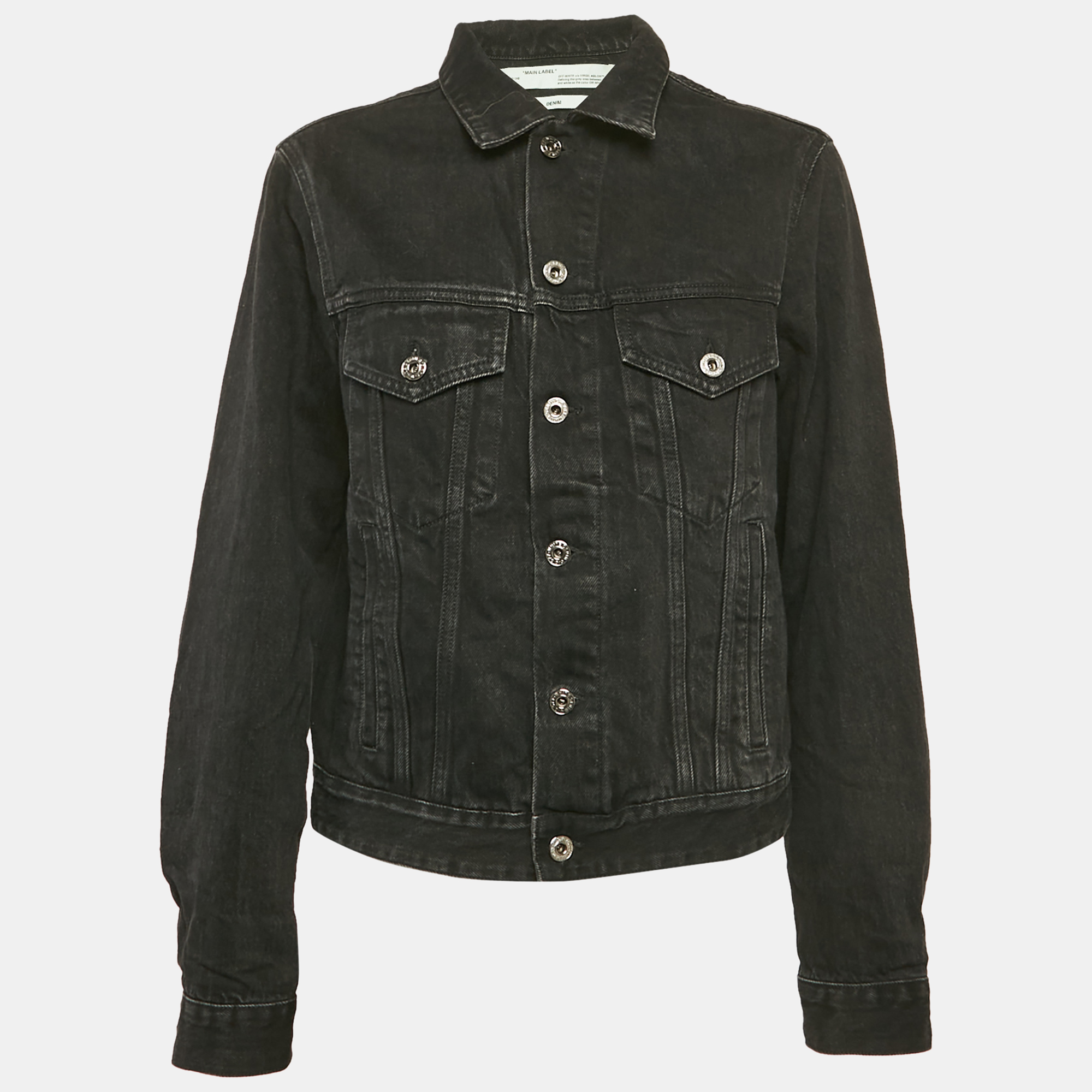 

Off-White Black Embroidered Denim Button Front Jacket S