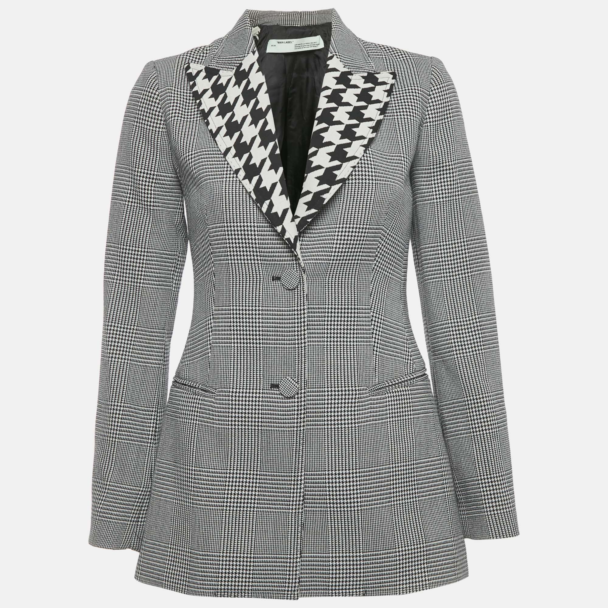 

Off-White Black/ White Prince Of Whales Wool Single Breasted Blazer S