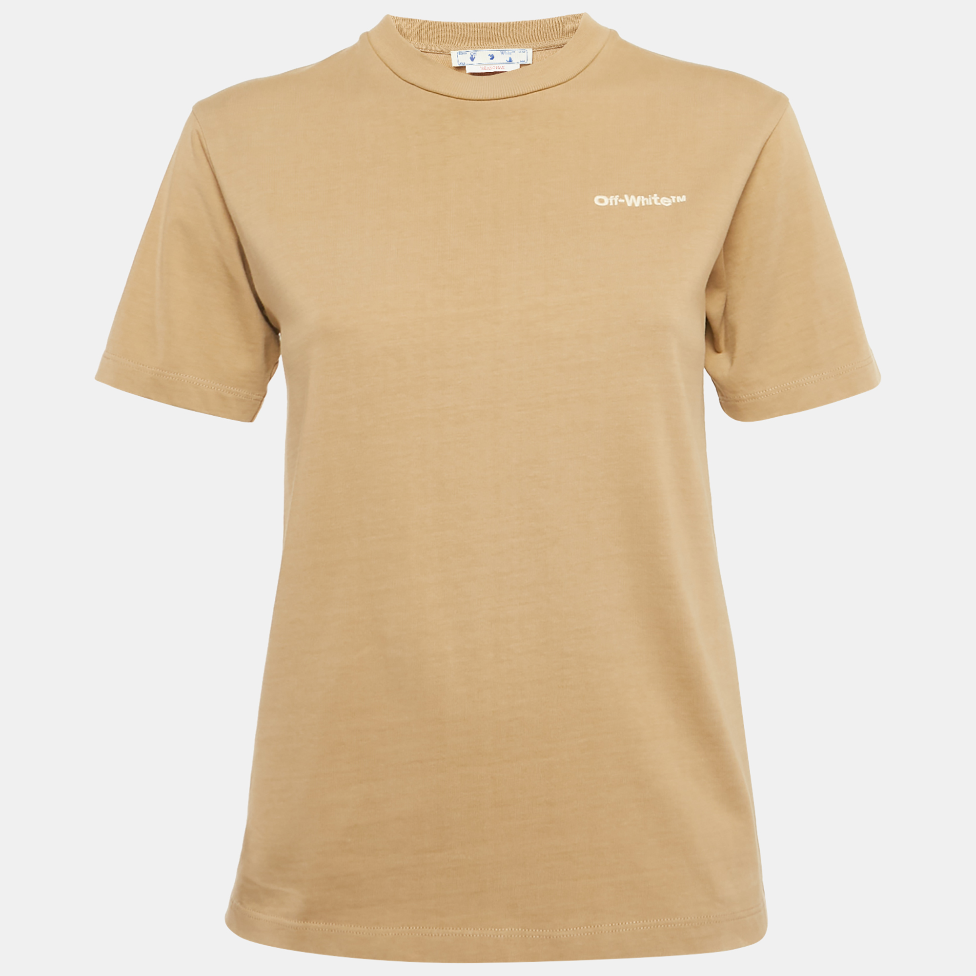 

Off-White Brown Logo Embroidered Cotton T-Shirt S