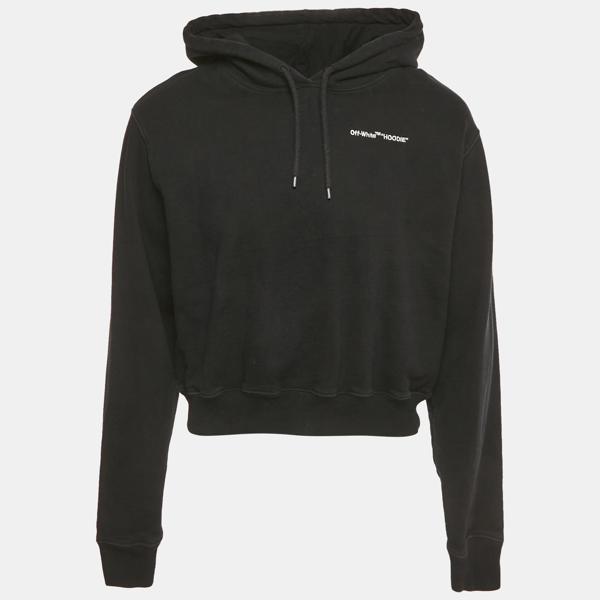

Off-White White Logo Embroidered Cotton Hoodie M, Black